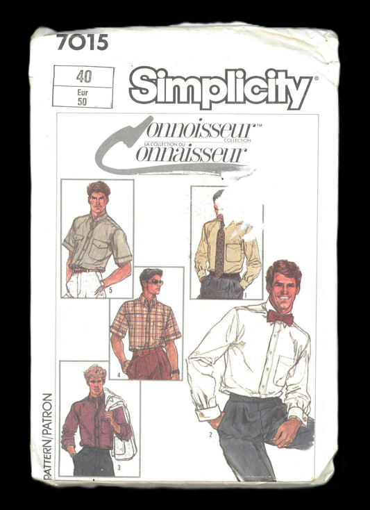 Simplicity 7015 Mens Shirt Sewing Pattern UNCUT - Size 40
