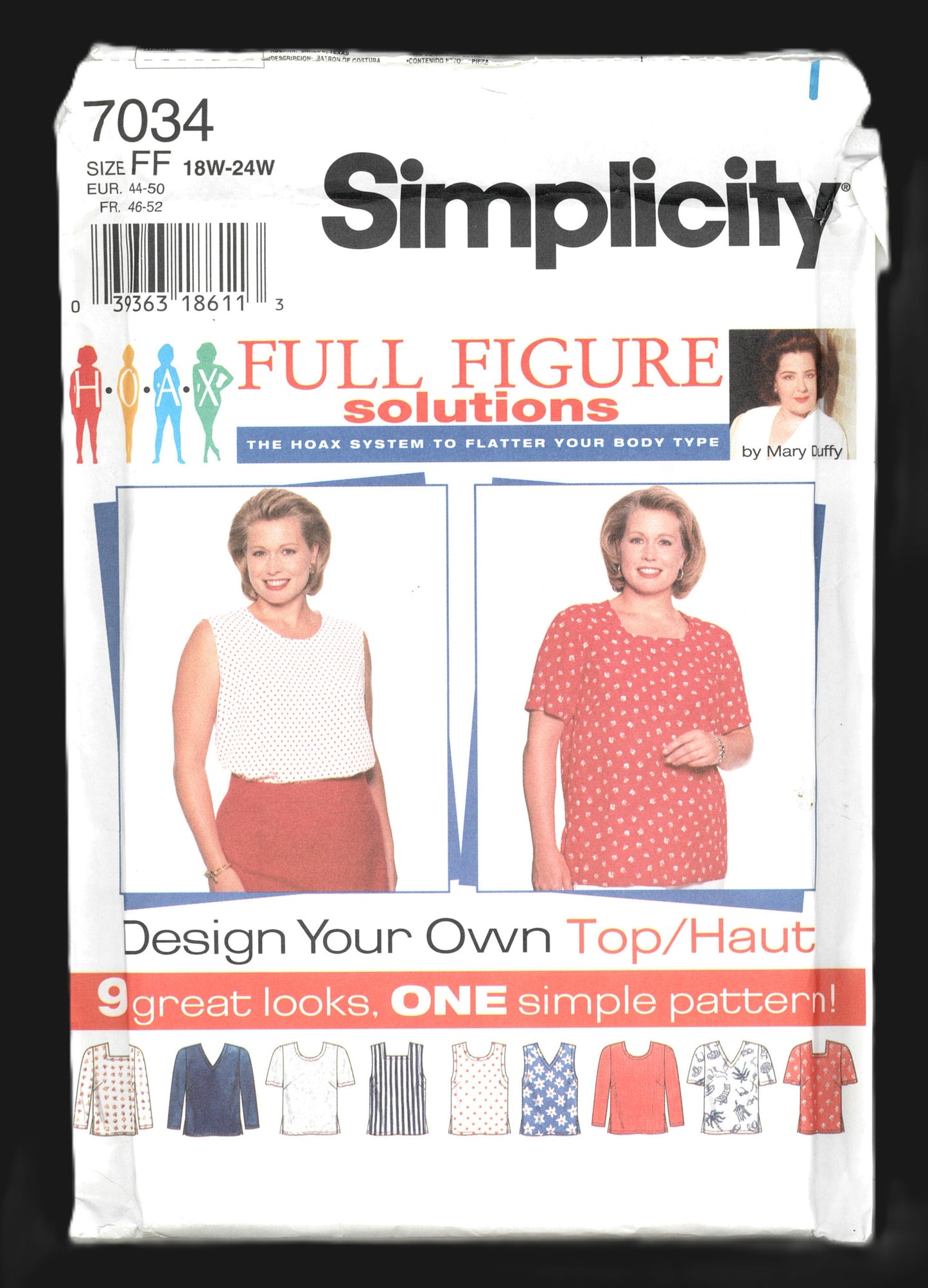 Simplicity 7034 Women's Set of Tops Sewing Pattern UNCUT - Size 18w 20w 22w 24w