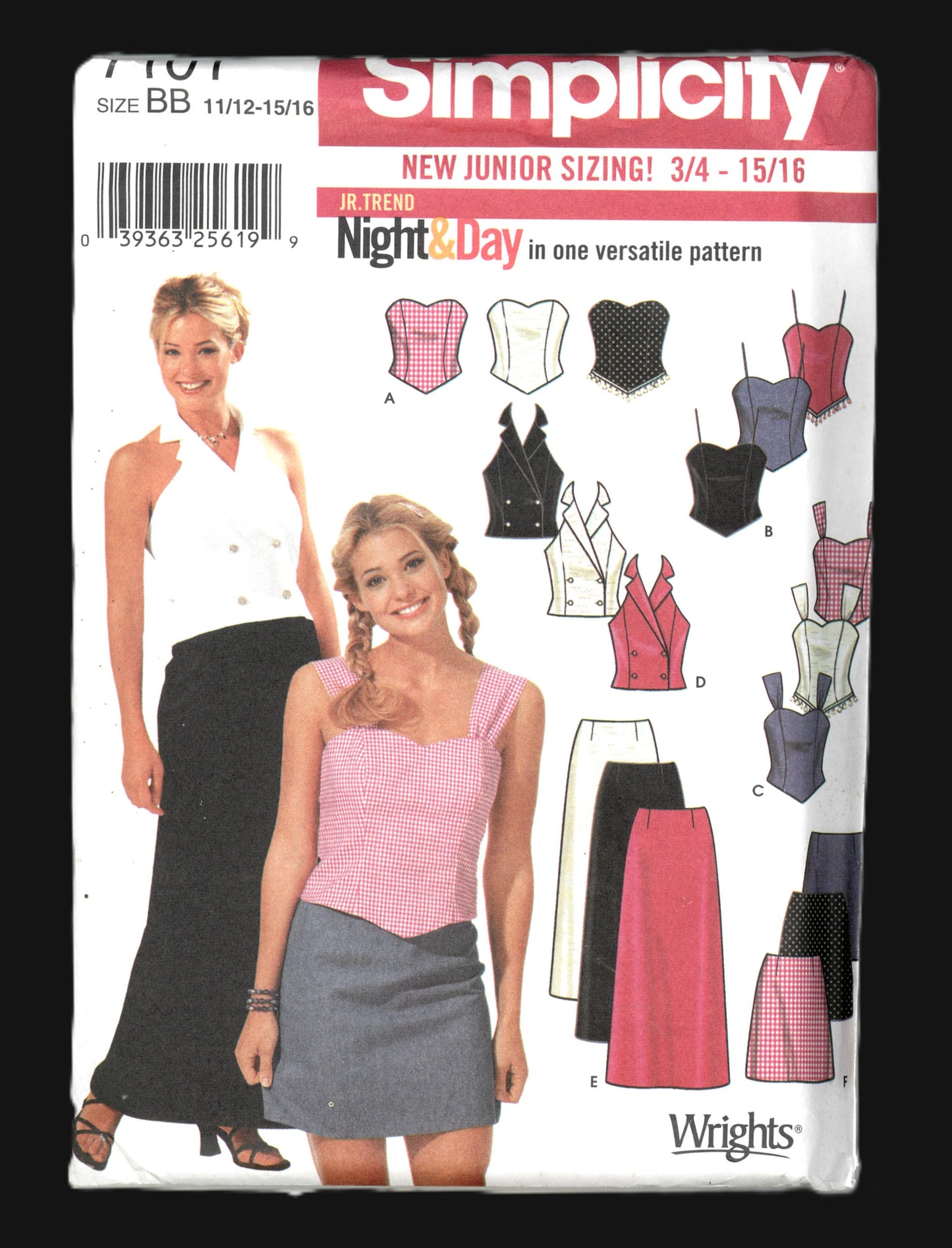 Simplicity 7101 Juniors Skirt in Two LEngths and Tops  Sewing Pattern  UNCUT Size 11/12 - 15/16