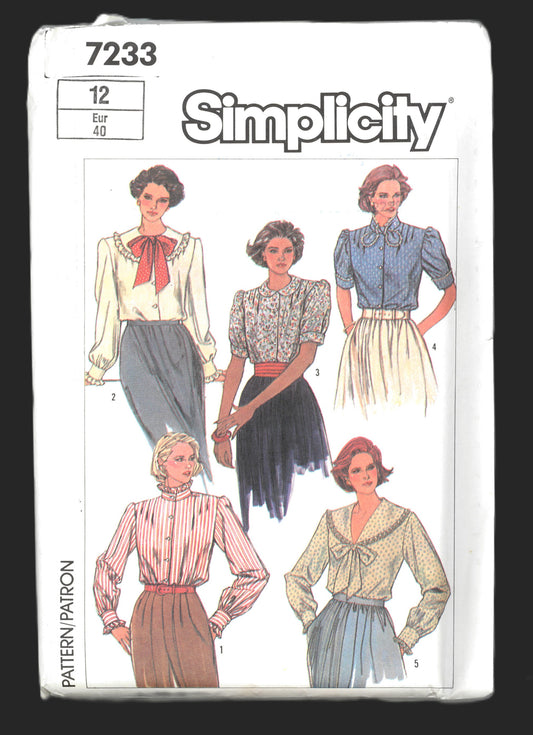 Simplicity 7233 Misses Blouse Sewing Pattern UNCUT - Size 12