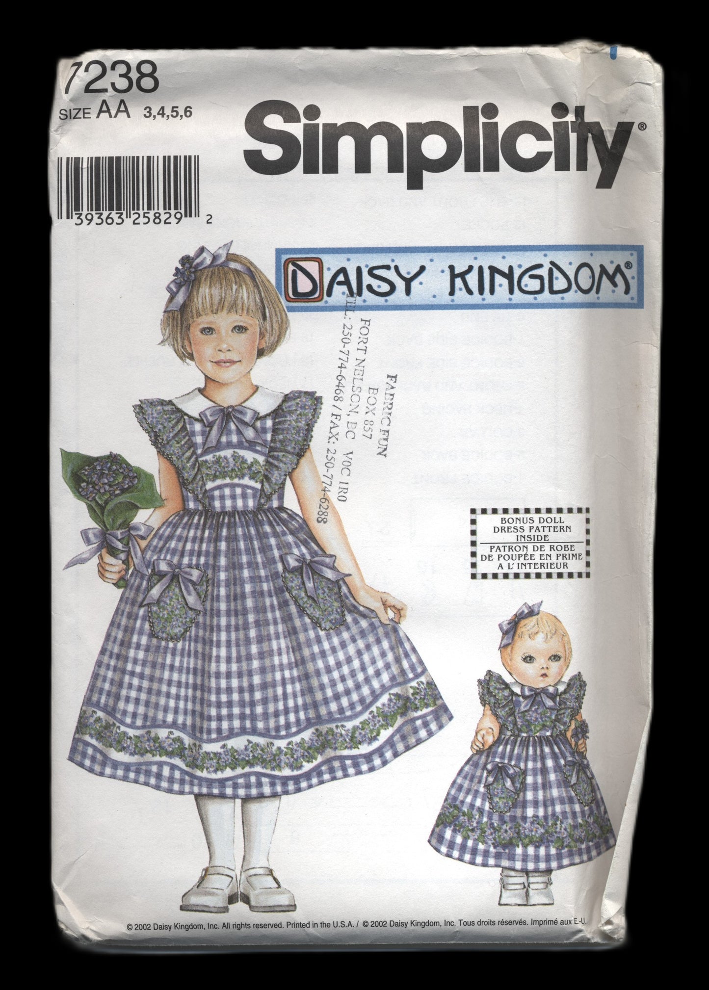 Simplicity 7238 Daisy Kingdom Girls Dress and Doll Dress for 18" Doll Sewing Pattern - UNCUT - Size 3 4 5 6