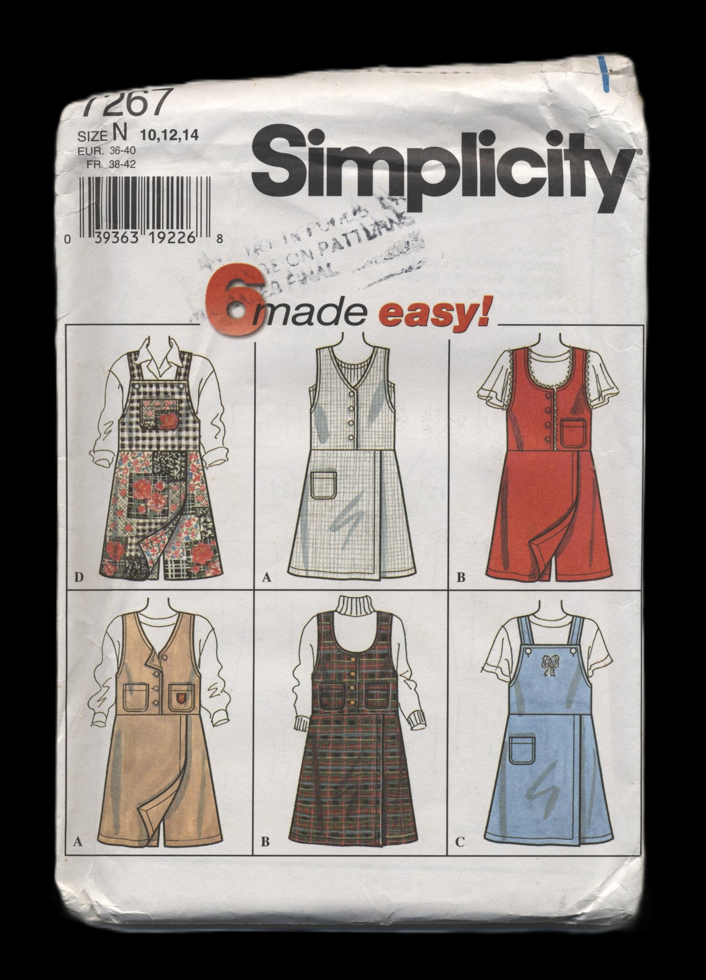 Simplicity 7267 Misses Skort Jumper Sewing Pattern - UNCUT - Size 10 12 14
