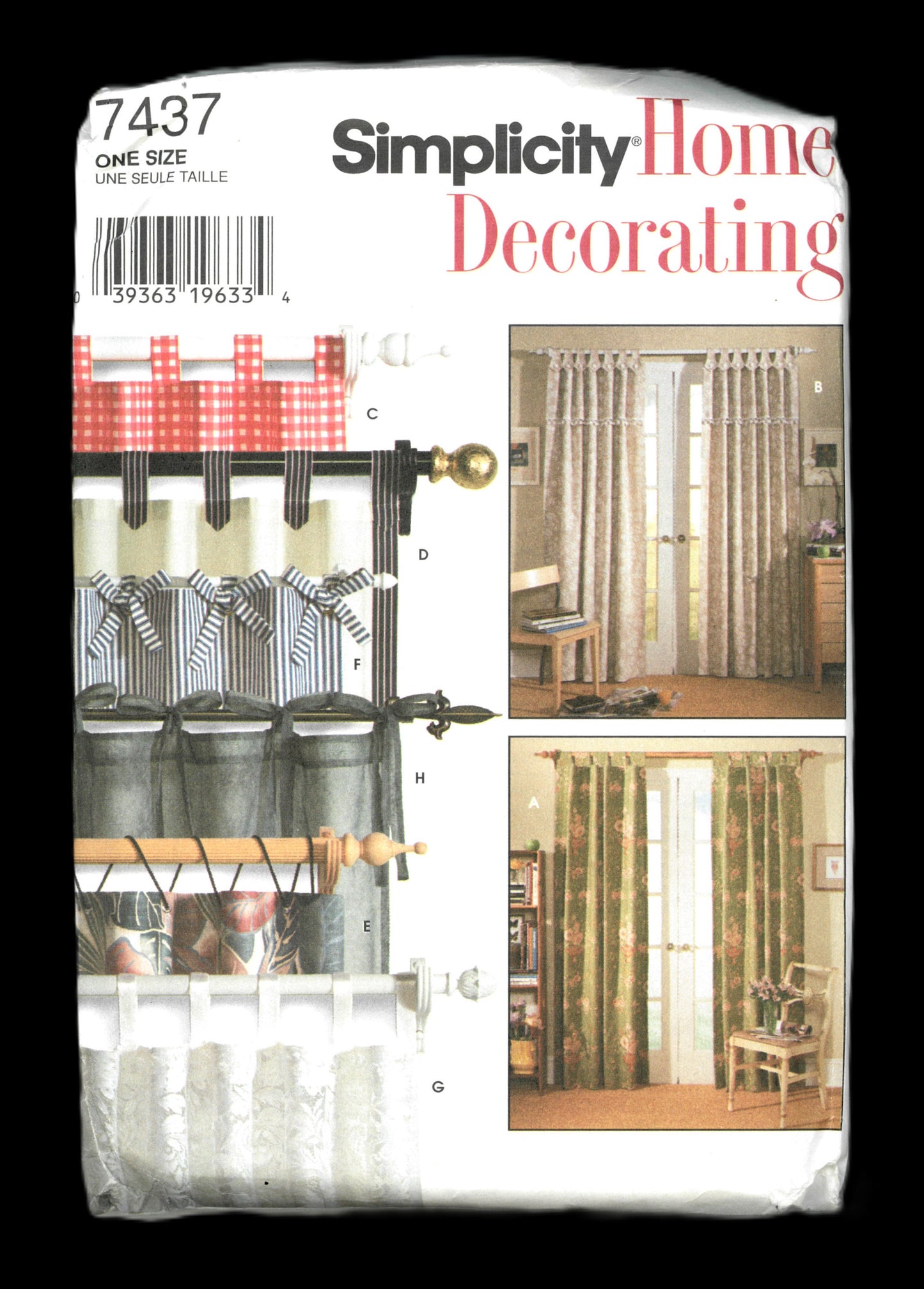 Simplicity 7437 Tab Curtains in Eight Styles Sewing Pattern - UNCUT