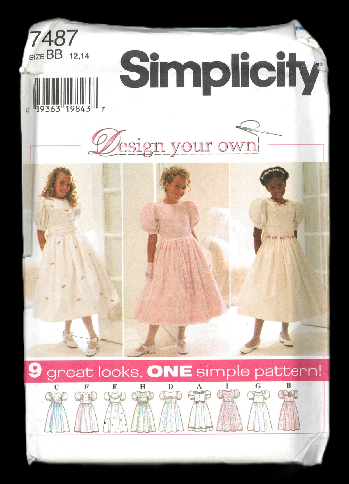 Simplicity 7487 Design your Own Girls Dress  Sewing Pattern UNCUT Size 7 8 10 or  Size 12 14