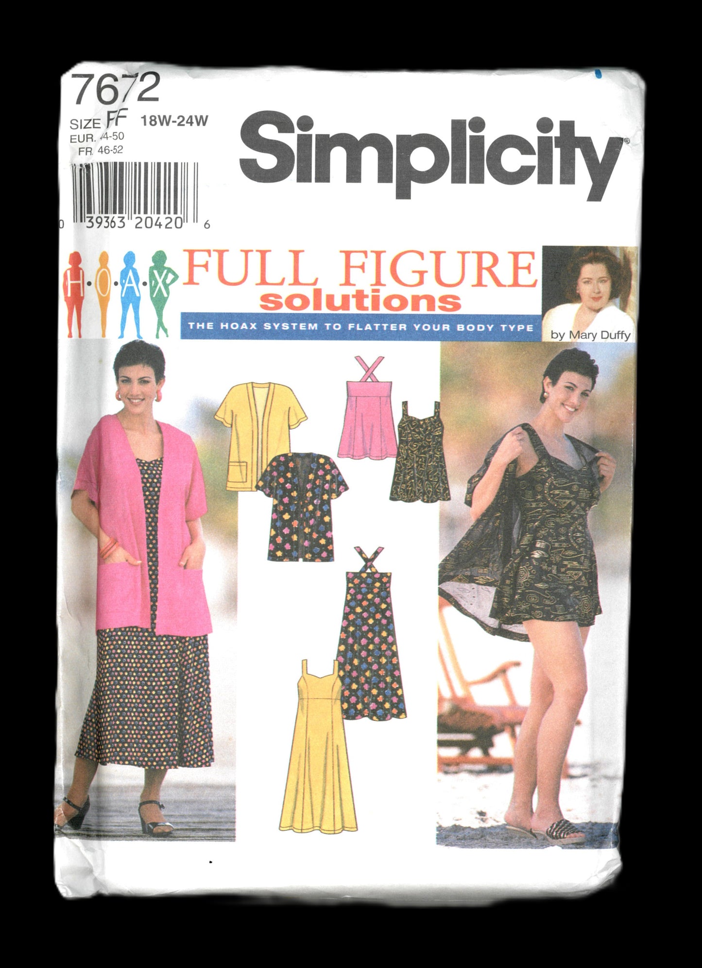 Simplicity 7672 Women's Jacket and Dress or Bathing Dress and Shorts Sewing Pattern UNCUT - Size 18w 20w 22w 24w