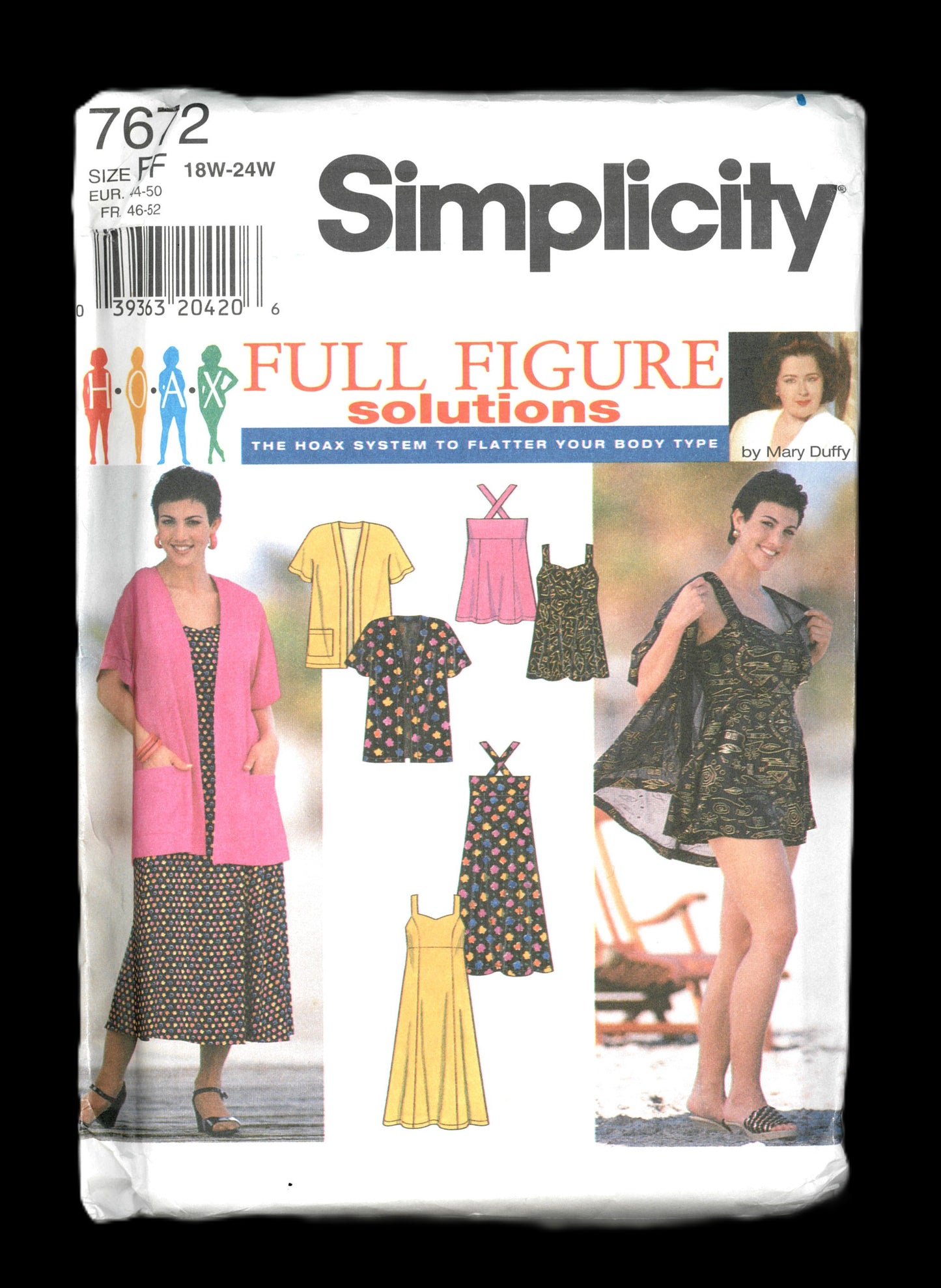 Simplicity 7672 Women's Jacket and Dress or Bathing Dress and Shorts Sewing Pattern UNCUT - Size 18w 20w 22w 24w