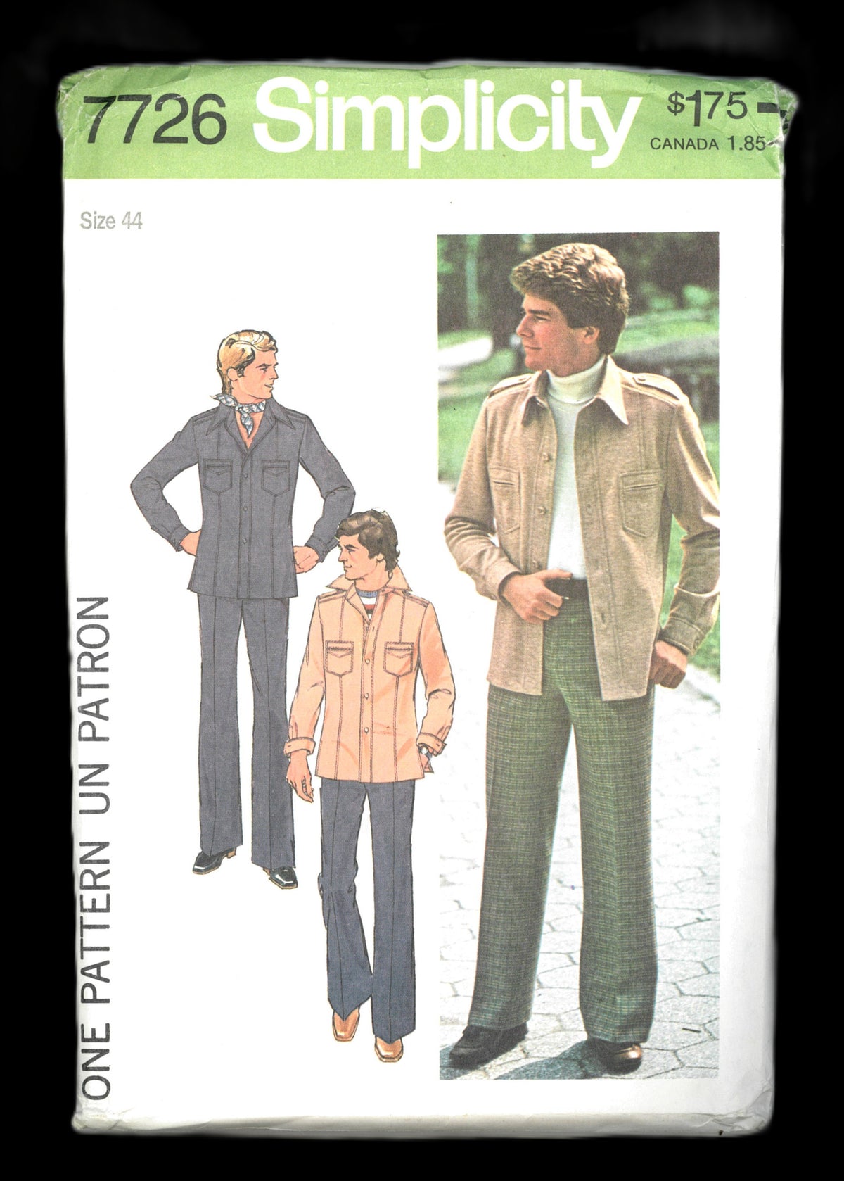 70s Simplicity 7726 Mens Unlined Jacket and Pants Sewing Pattern - UNCUT Size 38 or Size 44