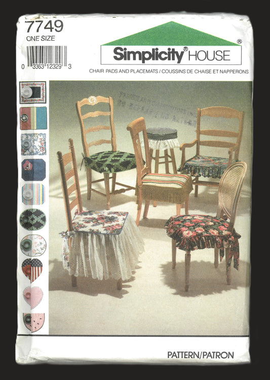 Simplicity 7749 Chair Pads and Placemats Sewing Pattern - UNCUT