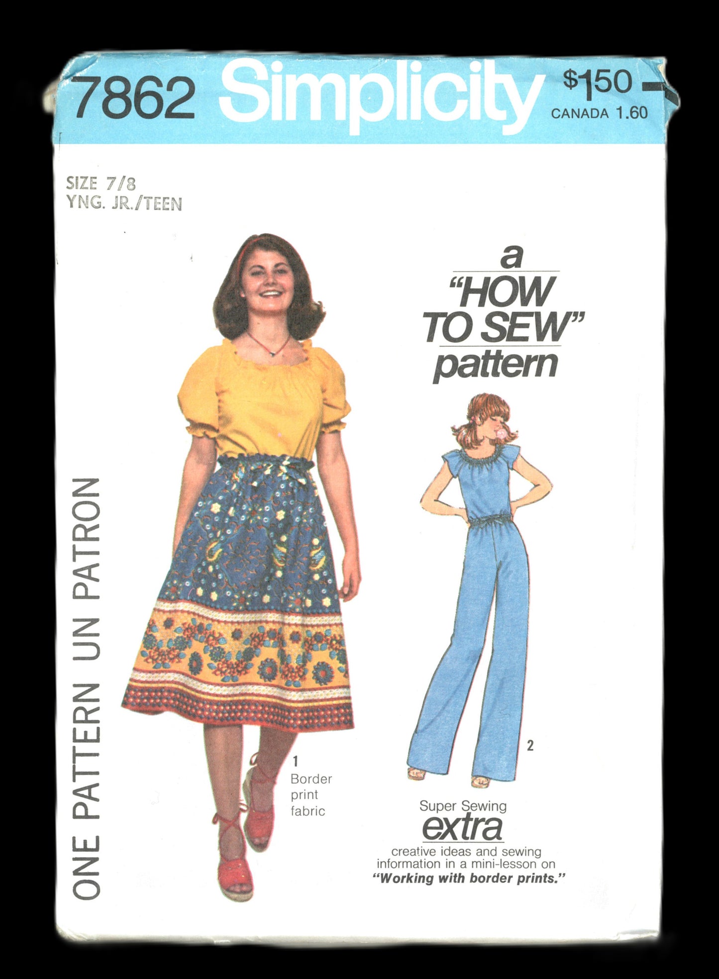 70s Simplicity 7862 Young Junior Teens Skirts Pants and Pull on Over Blouse Sewing Pattern  UNCUT Size 7/8 or Size 9/10 or Size 11/12