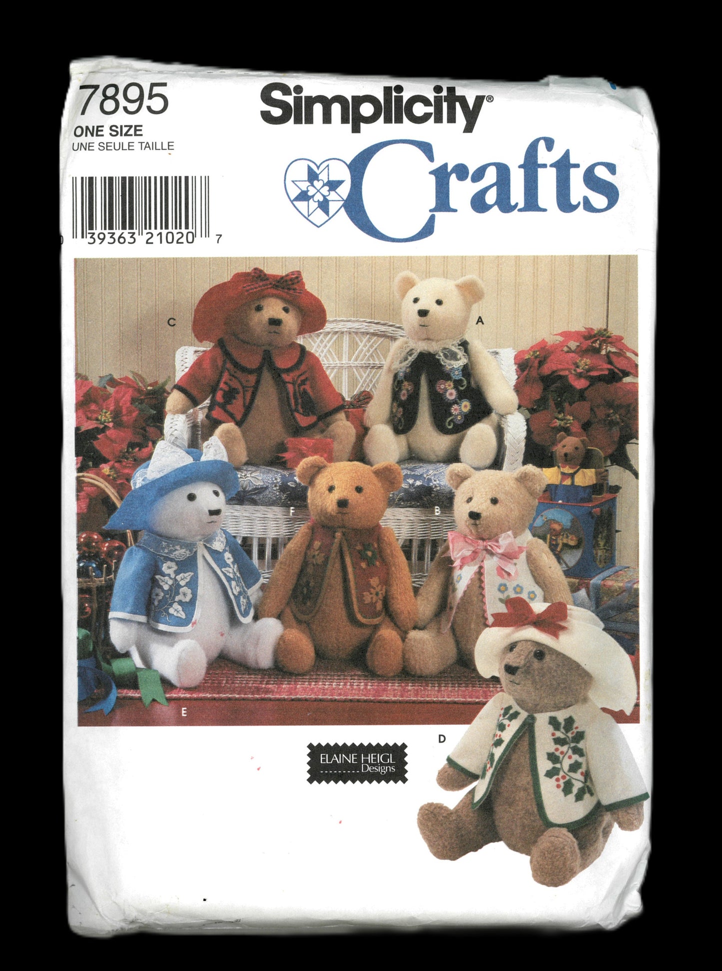 Simplicity 7895 Elaine Heigl 18" Bear and Clothes Sewing Pattern UNCUT