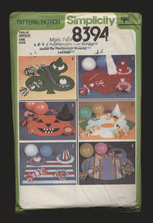 Simplicity 8394 Place Mats Hats and Favours Sewing Pattern - UNCUT