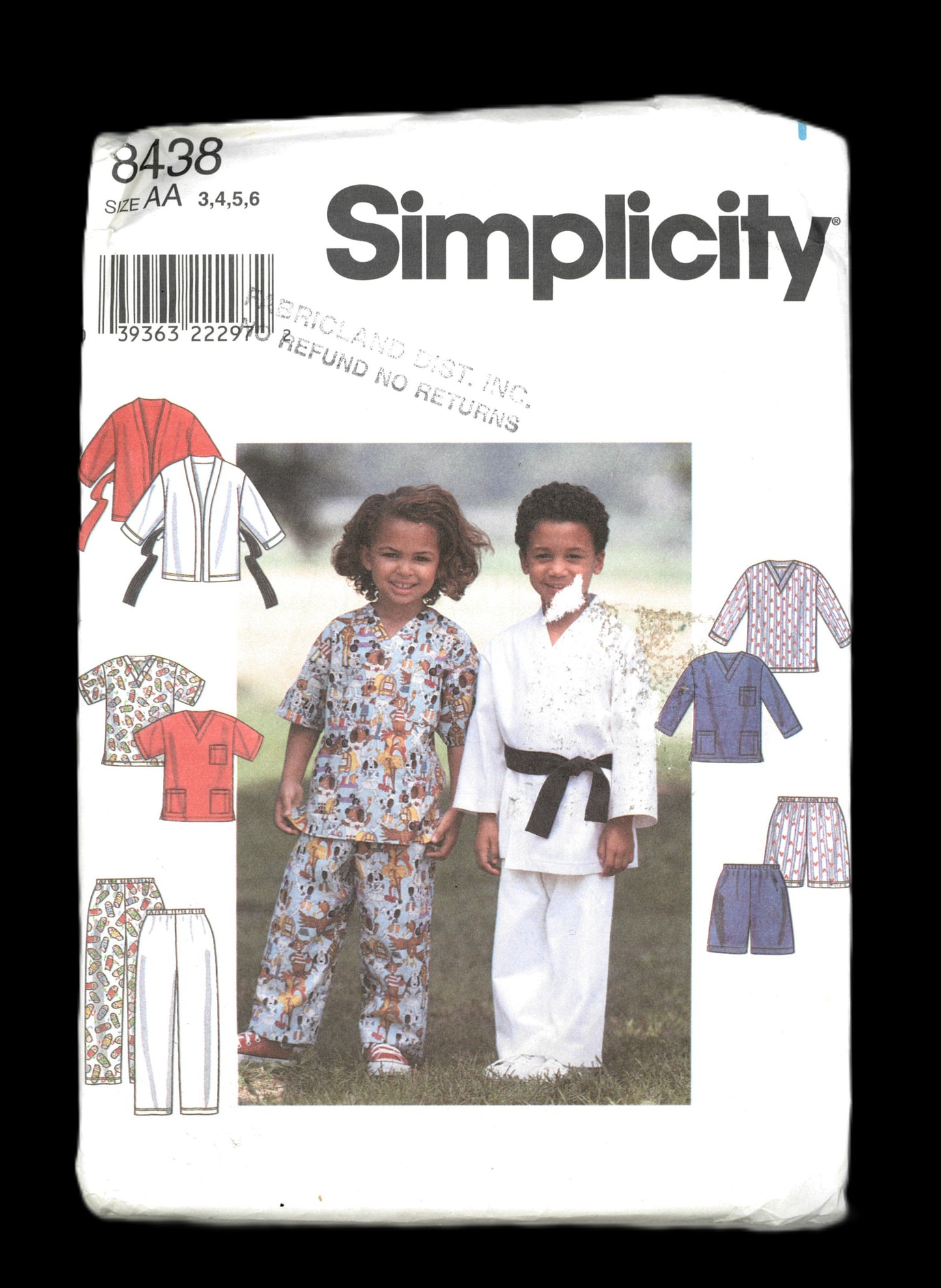 Simplicity 8438 Childs Boys and Girls Robe or Jacket top and Pants or Shorts Sewing Pattern UNCUT Size 3 4 5 6
