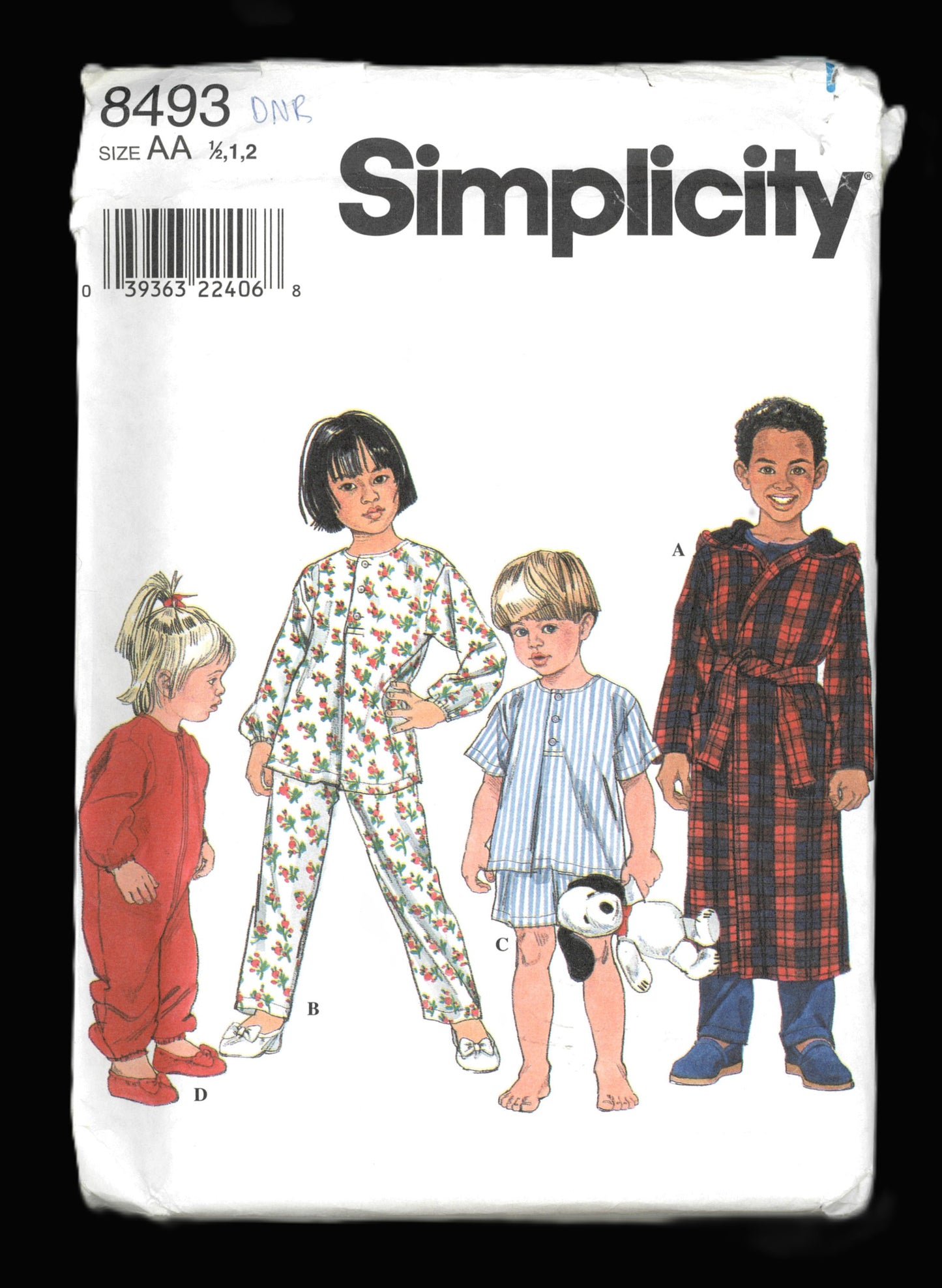 Simplicity 8493 Toddlers and Childs Sleepwear Sewing Pattern UNCUT Size 1/2 1 2