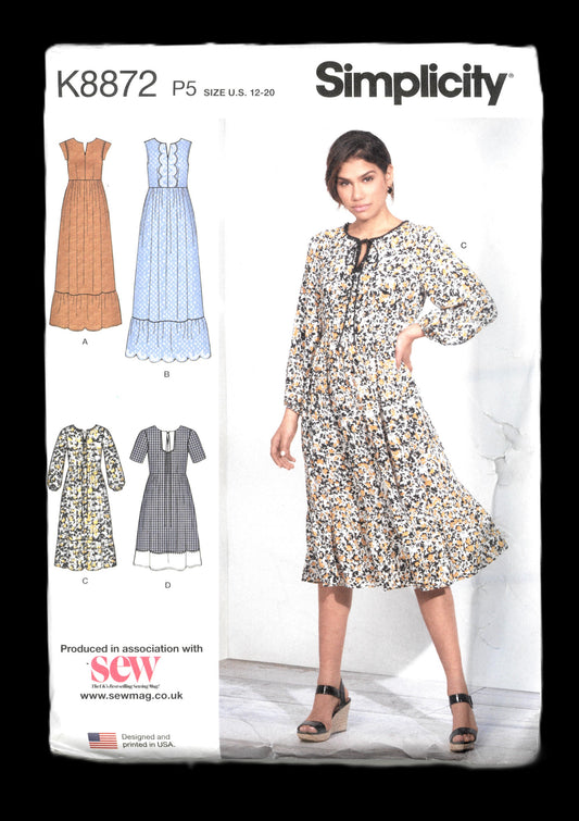 Simplicity 8872 Misses Pullover Dress in Three Lengths with Sleeve Variations Sewing Pattern UNCUT Size 12 - 20