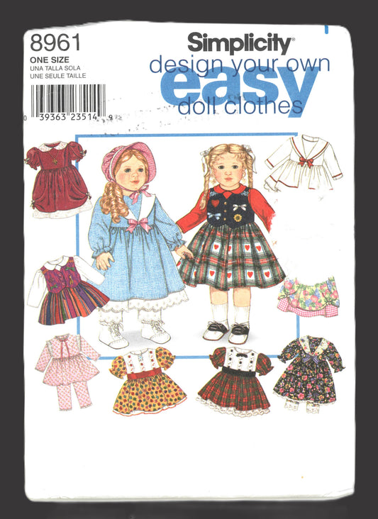 Simplicity 8961 Design Your Own 18" (45.5 cm) Doll Clothes Sewing Pattern - UNCUT