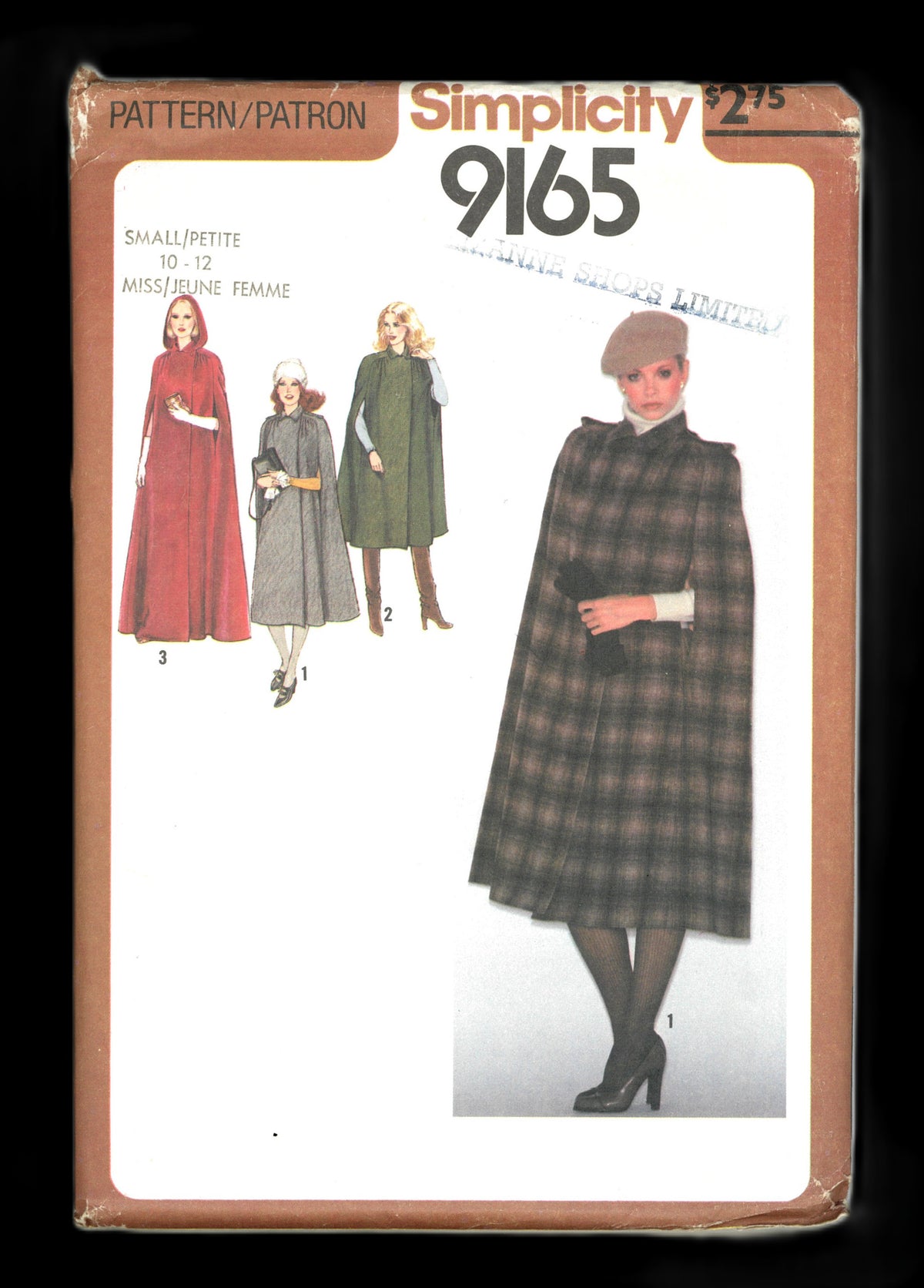 Simplicity 9165 Misses Lined Cape in Three Lengths Sewing Pattern - UNCUT - Size Small ( 10 - 12)