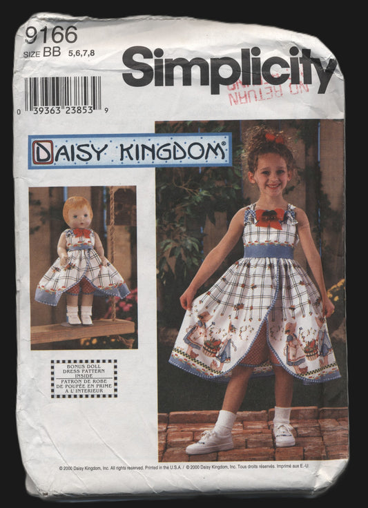 Simplicity 9166 Daisy Kingdom Girls Sundress and Shorts and Doll Clothes for 18" Doll Sewing Pattern - UNCUT - Size 5 6 7 8