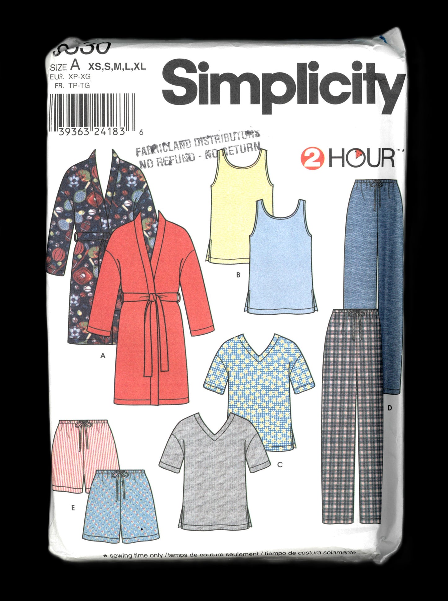 Simplicity 9330 Misses Mens and Teens Sleepwear  Robe, Tops, Pants and Shorts Sewing Pattern - UNCUT - Size Xs S M L XL