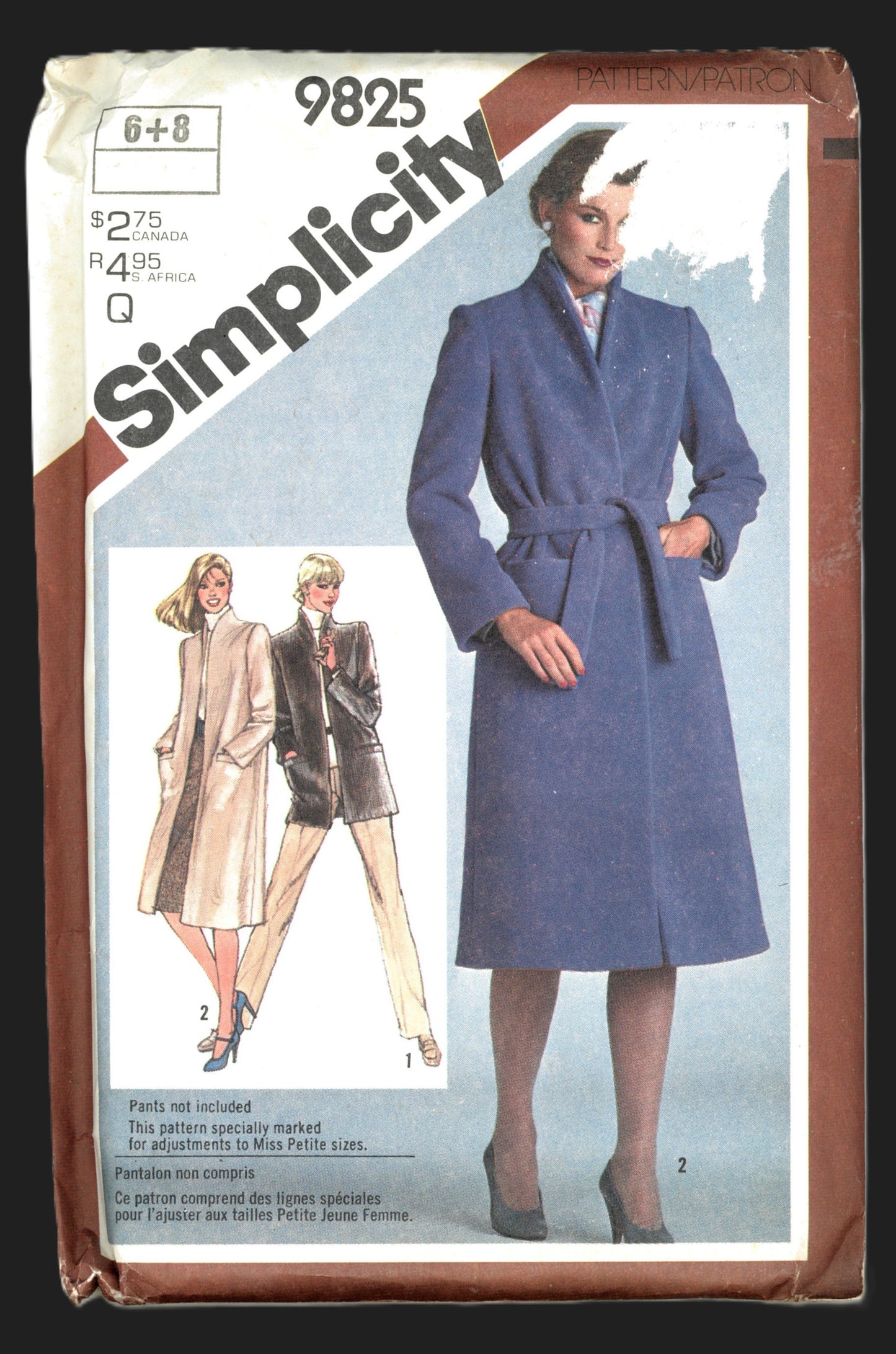 Simplicity 9825 Misses Lined Coat or Topper Sewing Pattern - UNCUT - Size 6 + 8