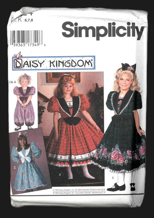 Simplicity 9924 Daisy Kingdom Girls Romper and Dress Sewing Pattern UNCUT Size 6 7 8