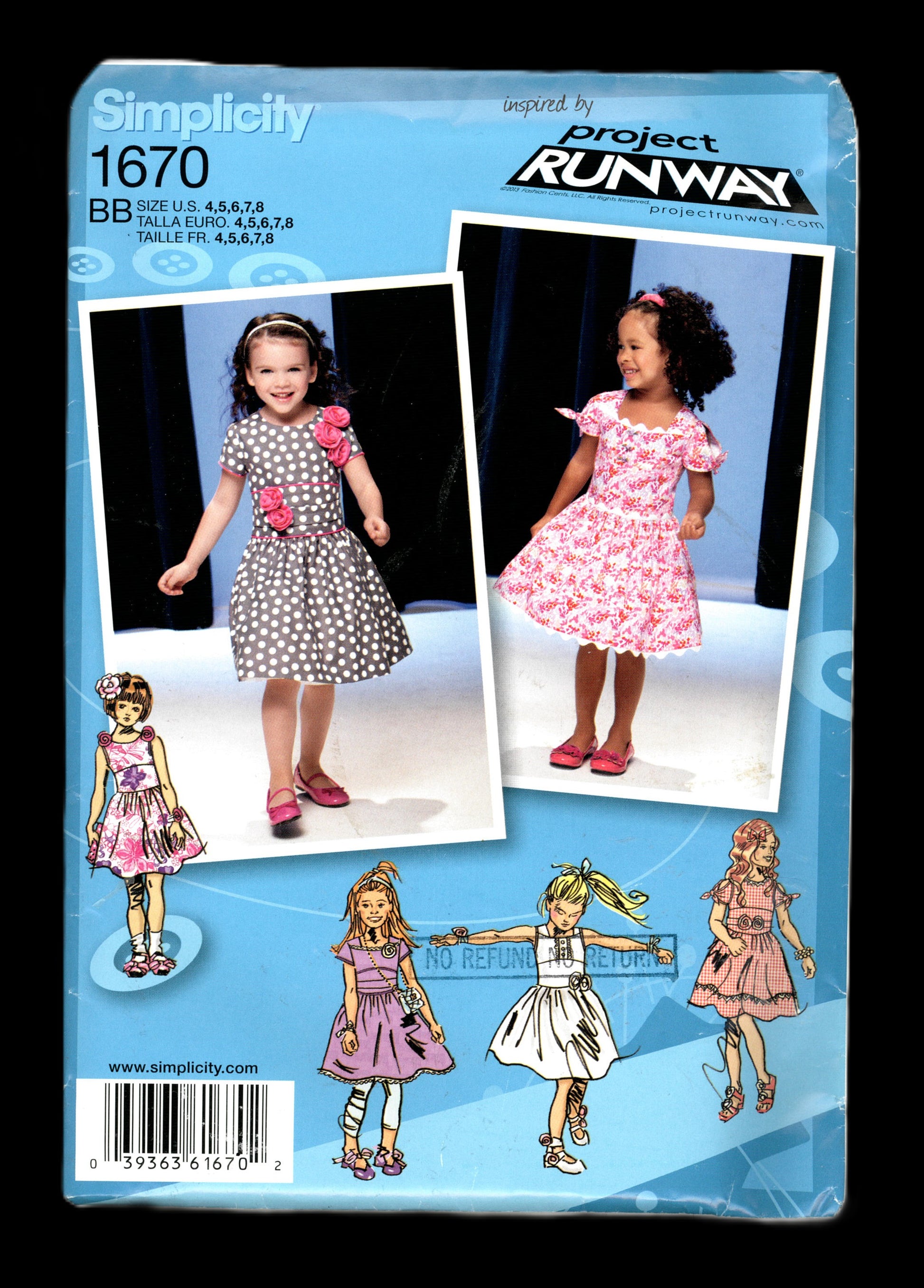 Simplicity 1670 Girls Dress with Bodice and Sleeve Variations Sewing Pattern - UNCUT Size 4 5 6 7 8