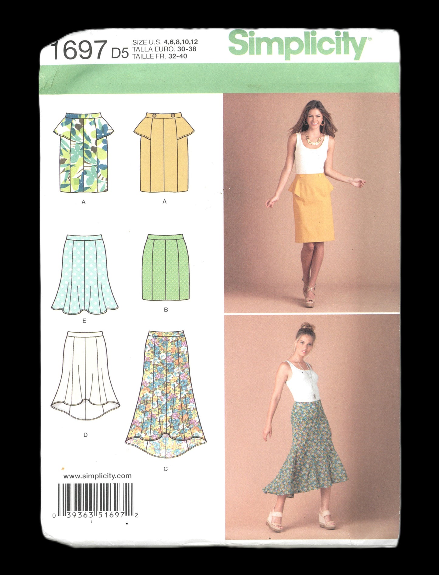 Simplicity 1697 Misses  / Miss Petite Set of Skirts with LEngth Variations Sewing Pattern - UNCUT -  Size 4 6 8 10 12