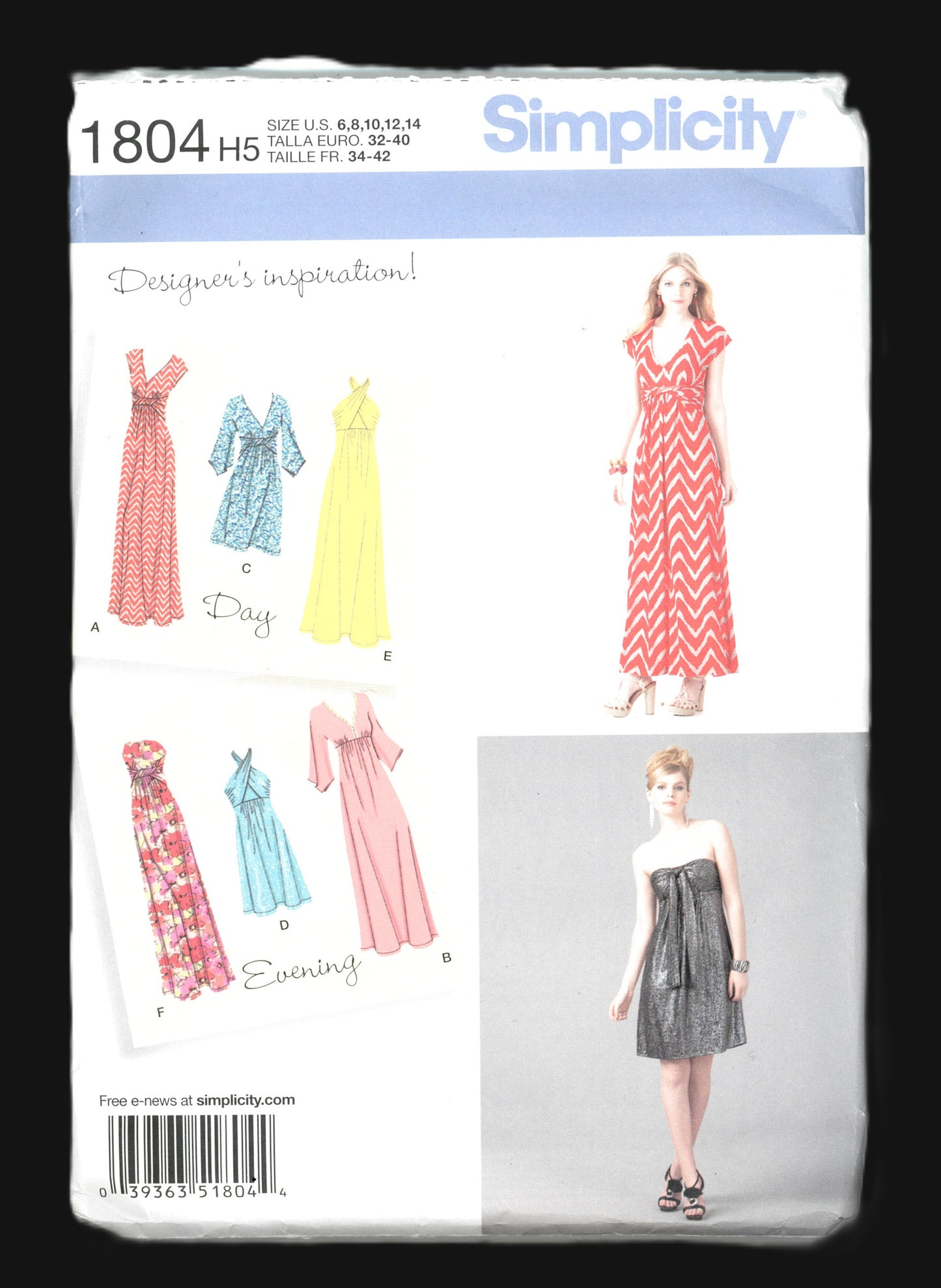 Simplicity 1804 Misses Dress in Two Lengths Sewing Pattern UNCUT Size 6 8 10 12 14