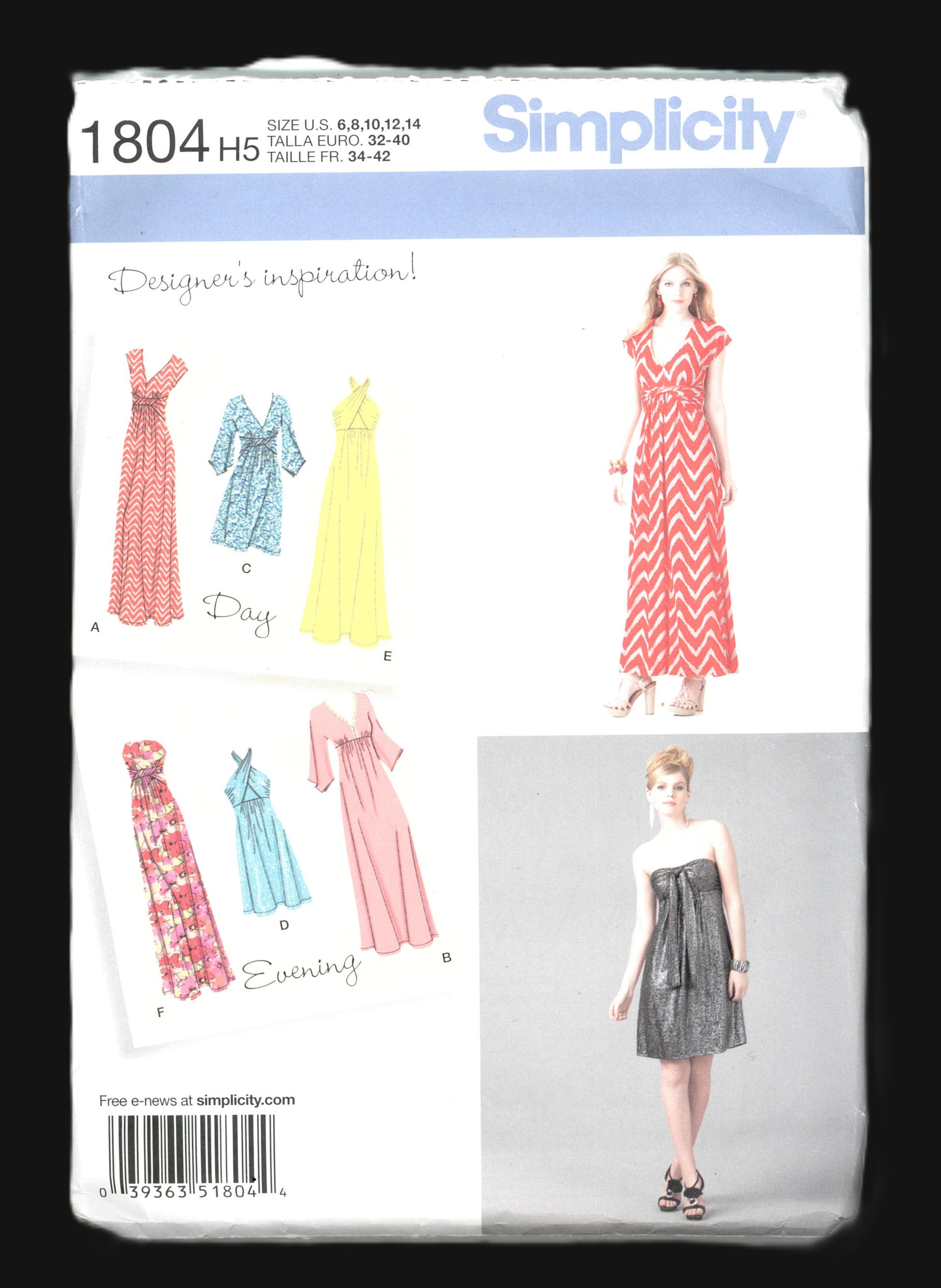 Simplicity 1804 Misses Dress in Two Lengths Sewing Pattern UNCUT Size 6 8 10 12 14