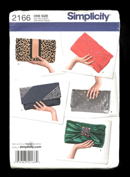 Simplicity 2166 Clutch Bags Sewing Pattern UNCUT