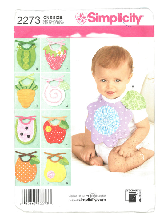 Simplicity 2273 Baby Bibs Sewing Pattern - UNCUT - One Size