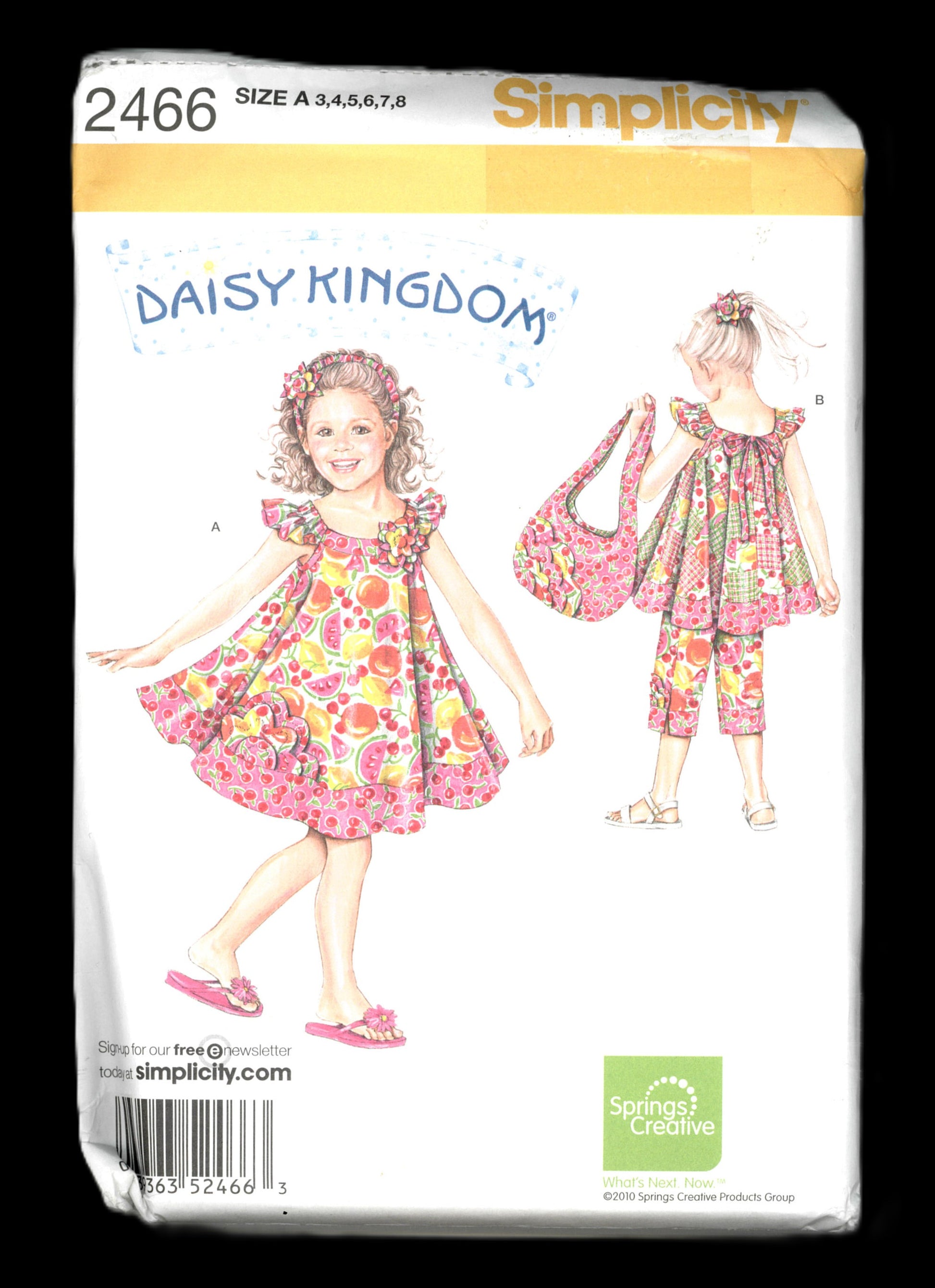 Simplicity 2466  Daisy Kingdom Top Capri Pants, Tote, Headband and Ponytail Holder Sewing Pattern - UNCUT - Size 3 4 5 6 7 8