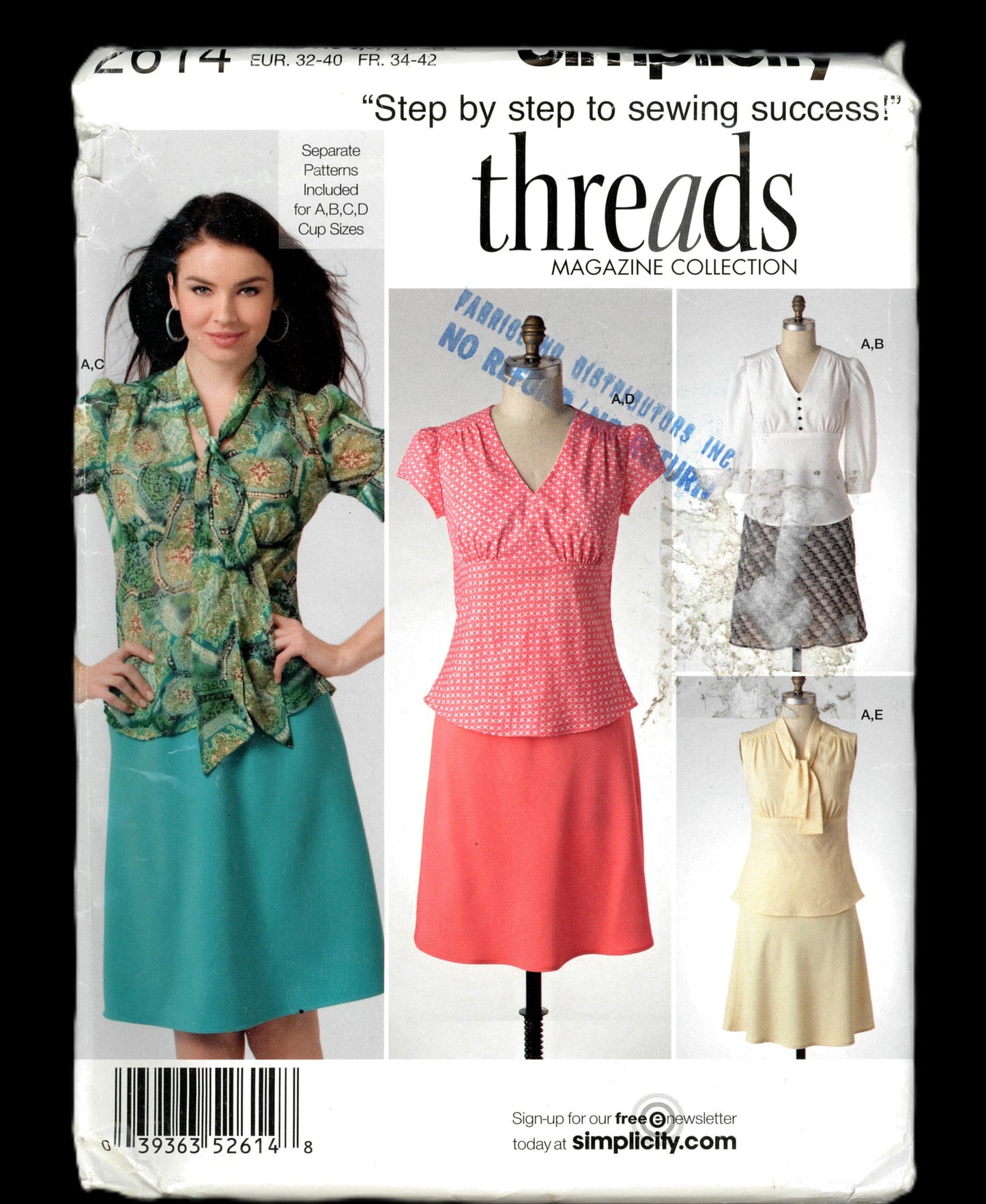 Simplicity 2614 Threads Misses Pullover Top and Bias Skirt Sewing Pattern UNCUT Size 6 8 10 12 14