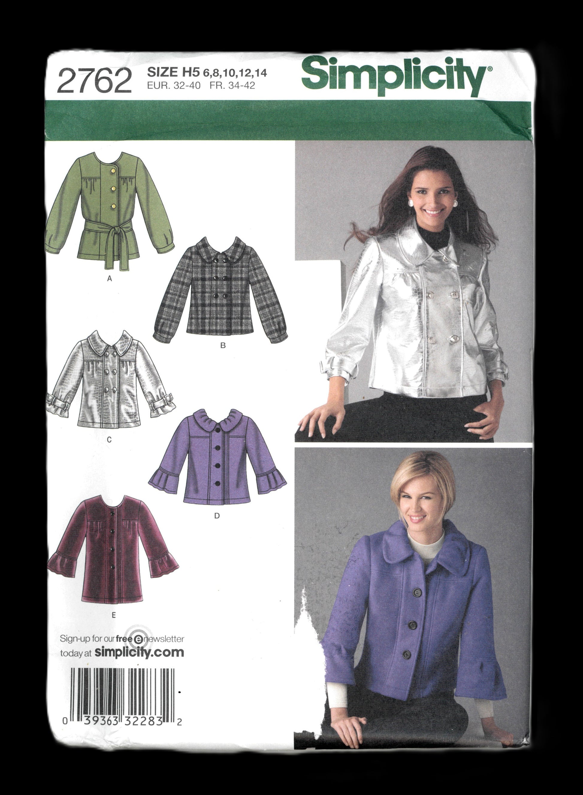Simplicity 2762 Misses Jacket in Two Lengths with Sleeve Variations and Tie Belt variations Sewing Pattern - UNCUT - Size  6 8 10 12 14