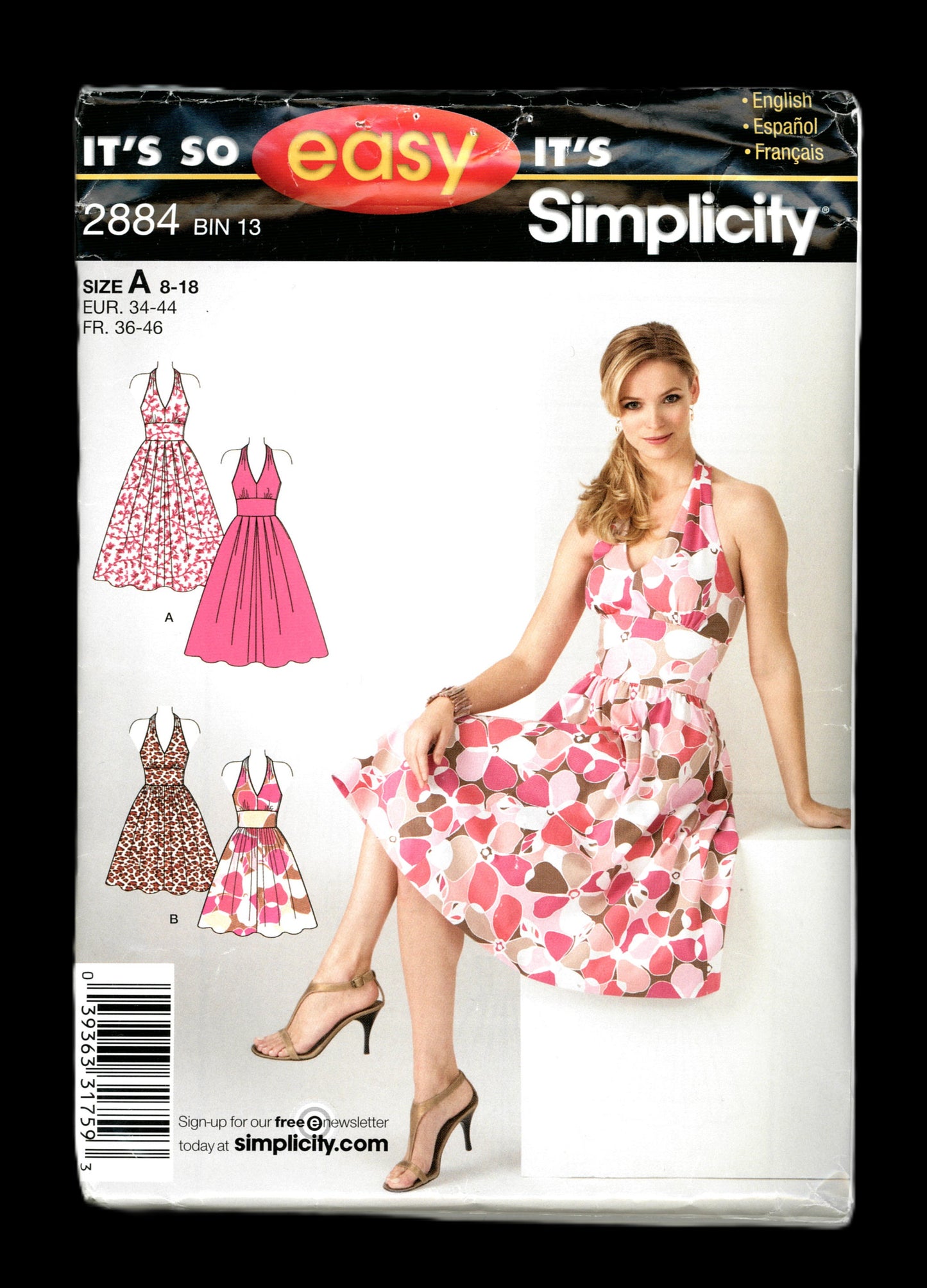 Simplicity 2884 Misses Dress in Two Lengths Sewing Pattern UNCUT Size 8 - 18