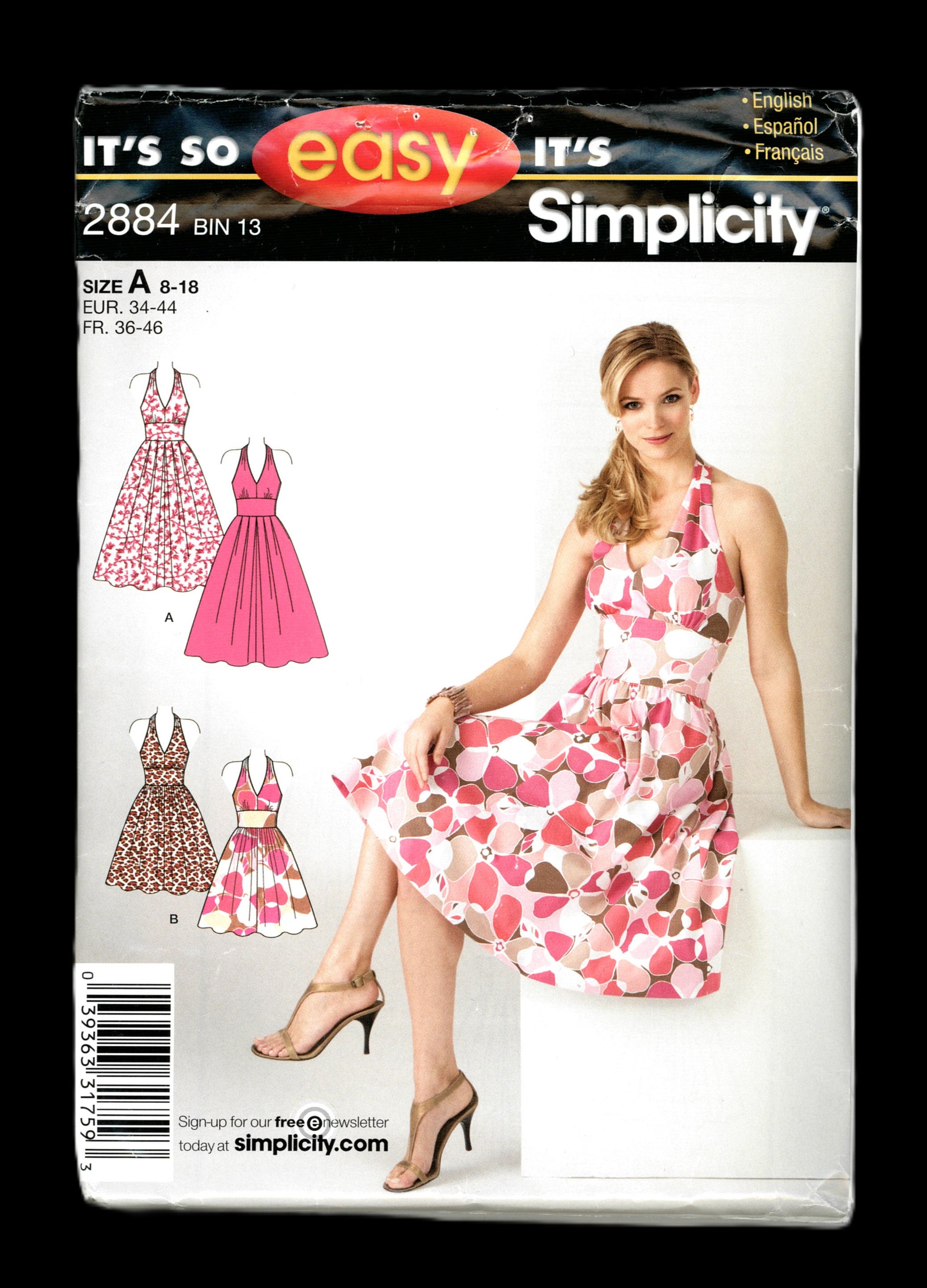 Simplicity 2884 Misses Dress in Two Lengths Sewing Pattern UNCUT Size 8 - 18