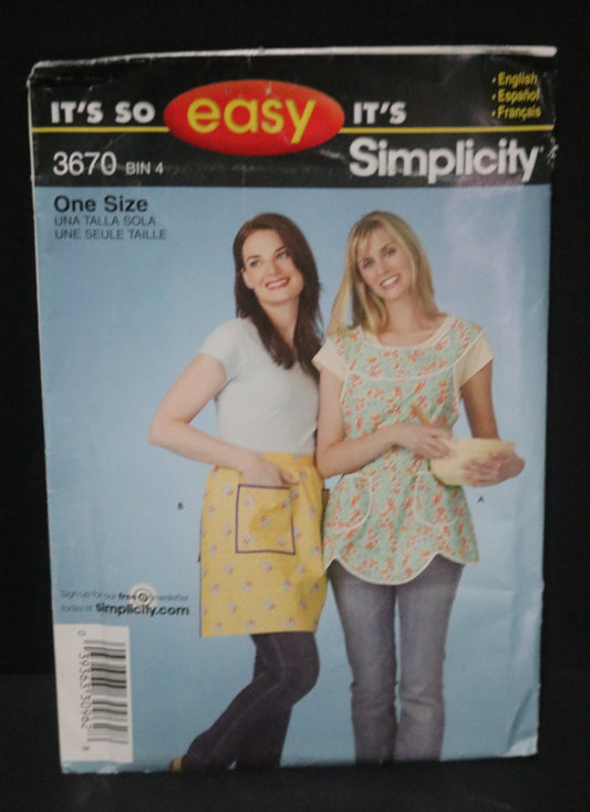 Simplicity 3670 Misses Aprons Sewing Pattern - UNCUT One Size