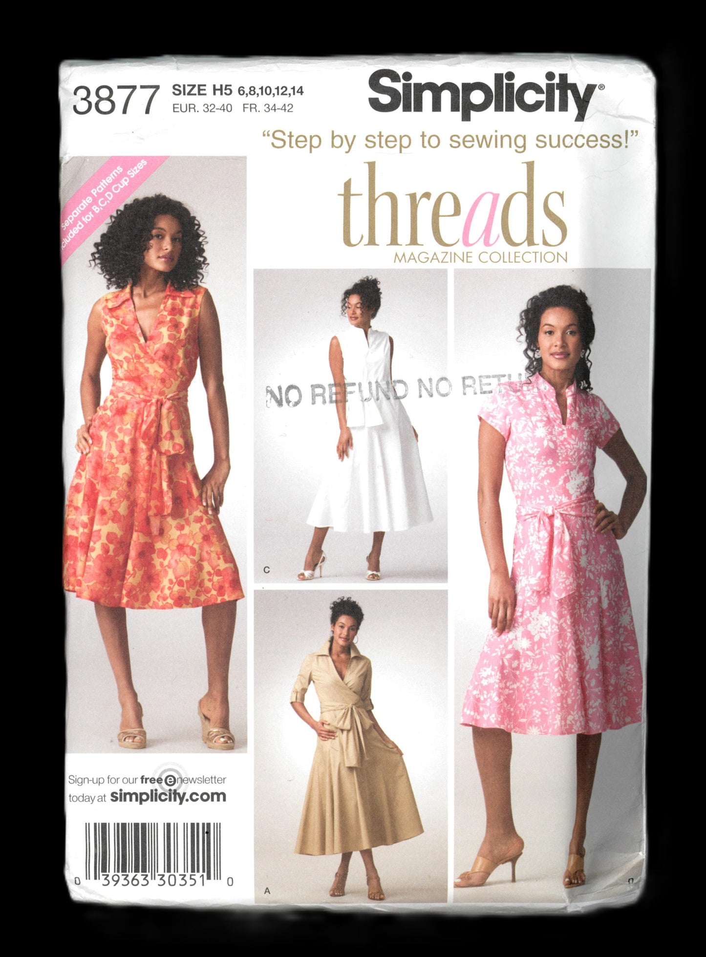 Simplicity  3877 Threads Misses Dress in Two lengths with bodice Variations - UNCUT - Size 6 8 10 12 14