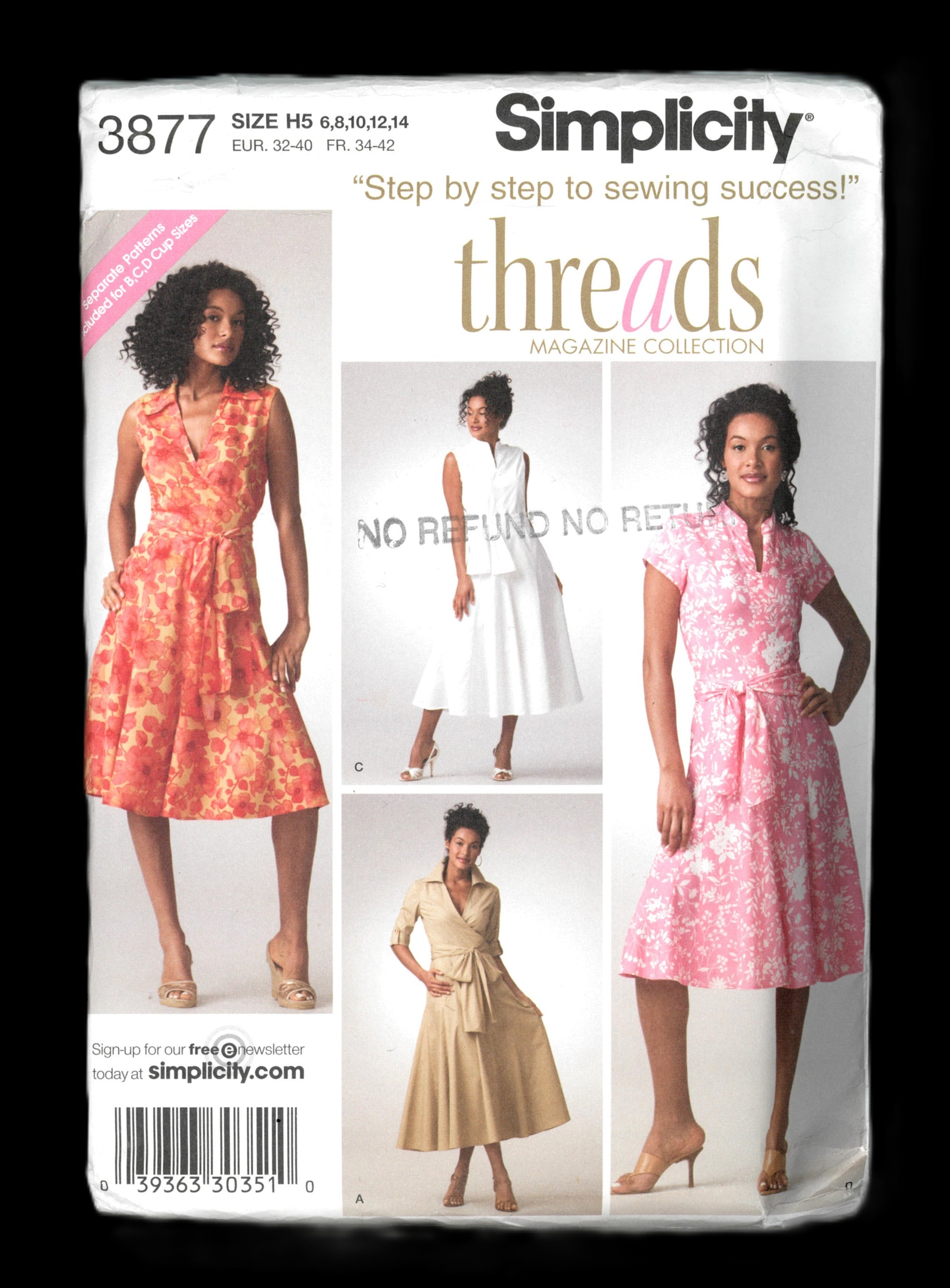 Simplicity  3877 Threads Misses Dress in Two lengths with bodice Variations - UNCUT - Size 6 8 10 12 14