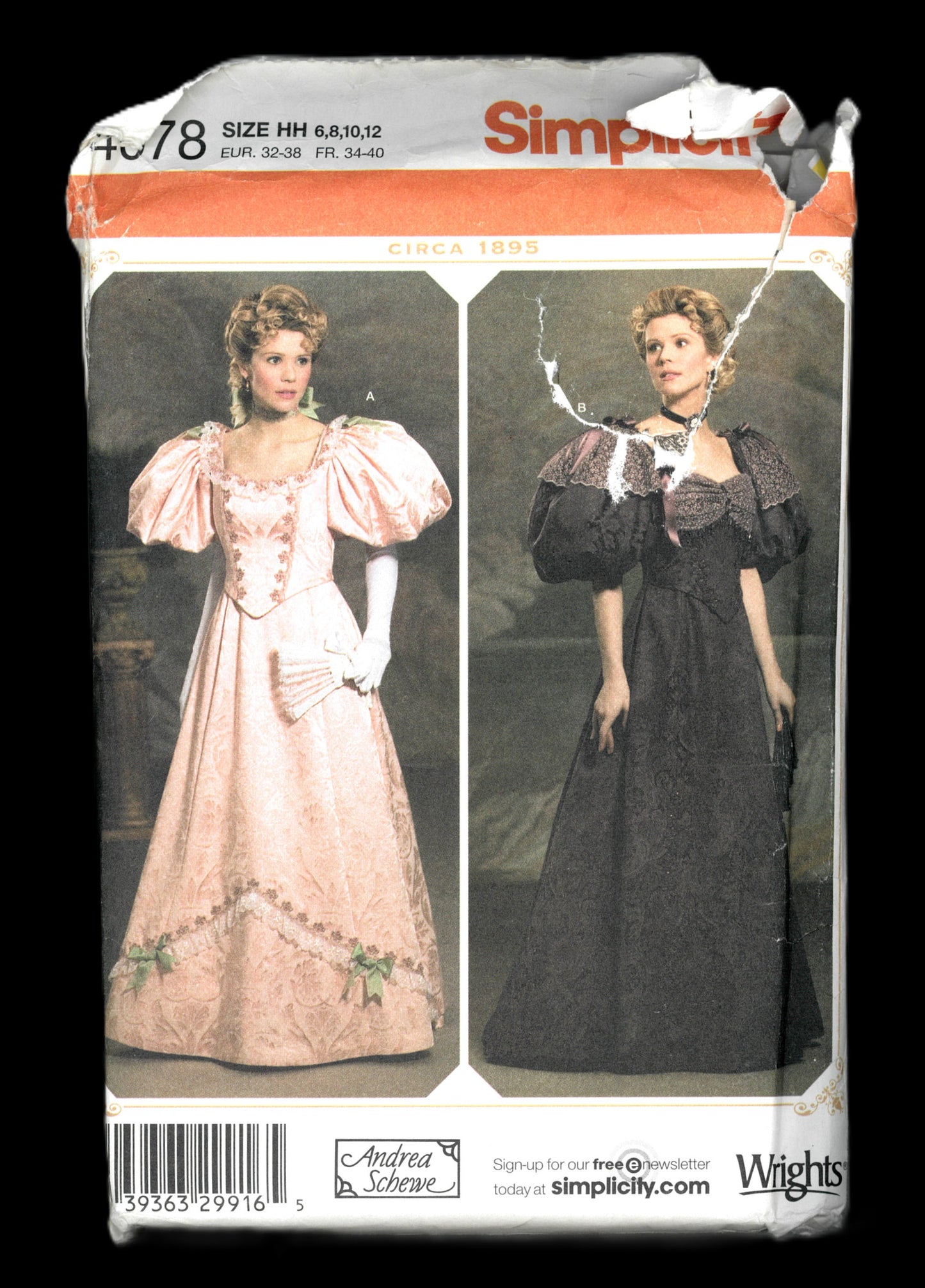 Simplicity 4078 Andrea Schewe Misses Ball Gowns Circa 1895 Costume Sewing Pattern