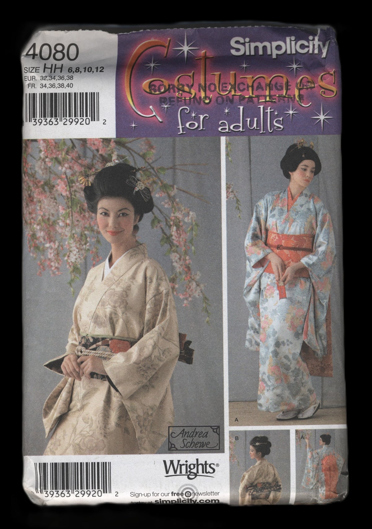 Simplicity 4080 Misses Japanese Geisha Kimono Costume Sewing Pattern UNCUT Size 6 8 10 12