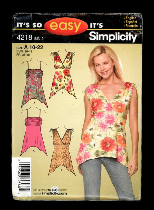 Simplicity 4218  Misses Summer Knit Tops Sewing Pattern  - UNCUT - Size 10 12 14 16 18 20