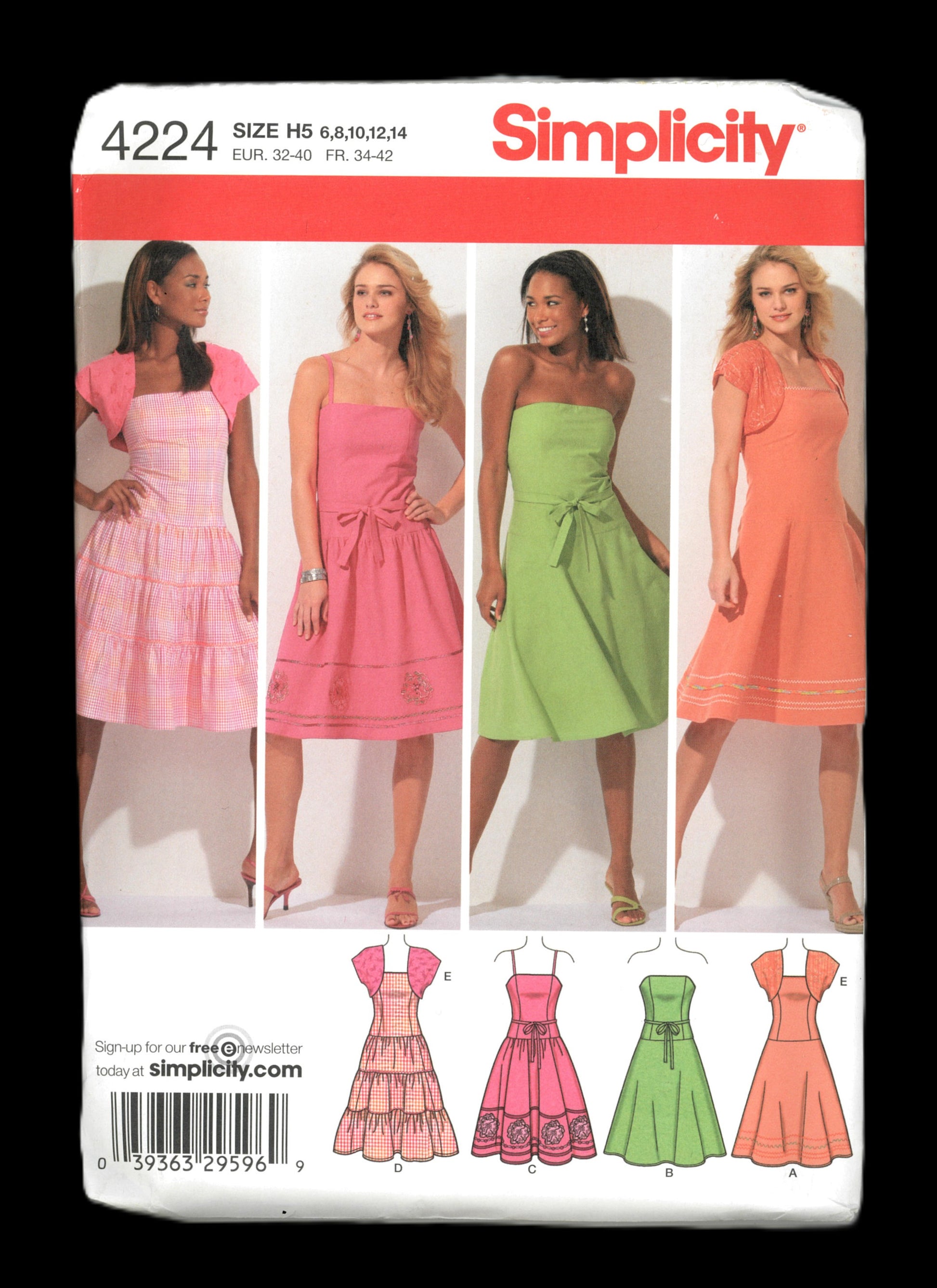 Simplicity 4224 Misses / MIss Petite Dress with Skirt Variations, Tie Belt and Shrug Jacket Sewing Pattern&nbsp;