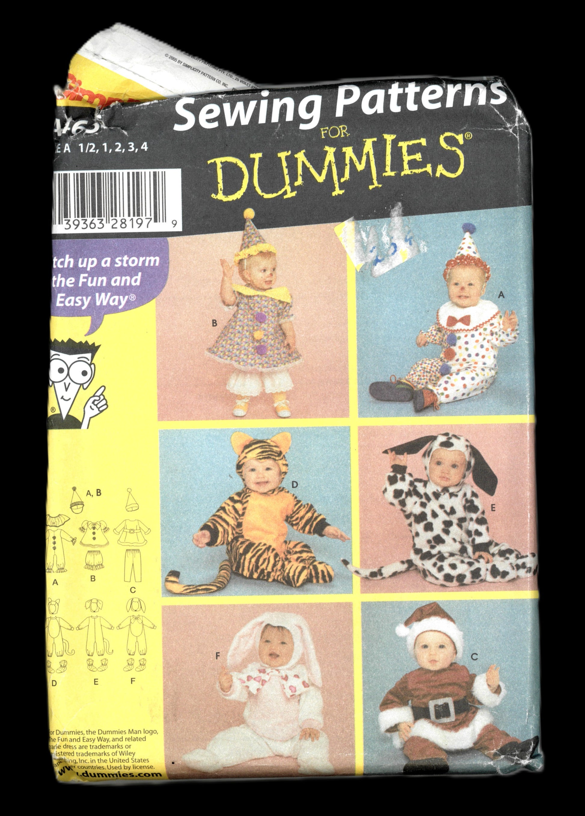 Simplicity 4465 Toddlers Clown Tigger Puppy and Santa Costumes Sewing Pattern - UNCUT - Size 1/2 1 2 3 4