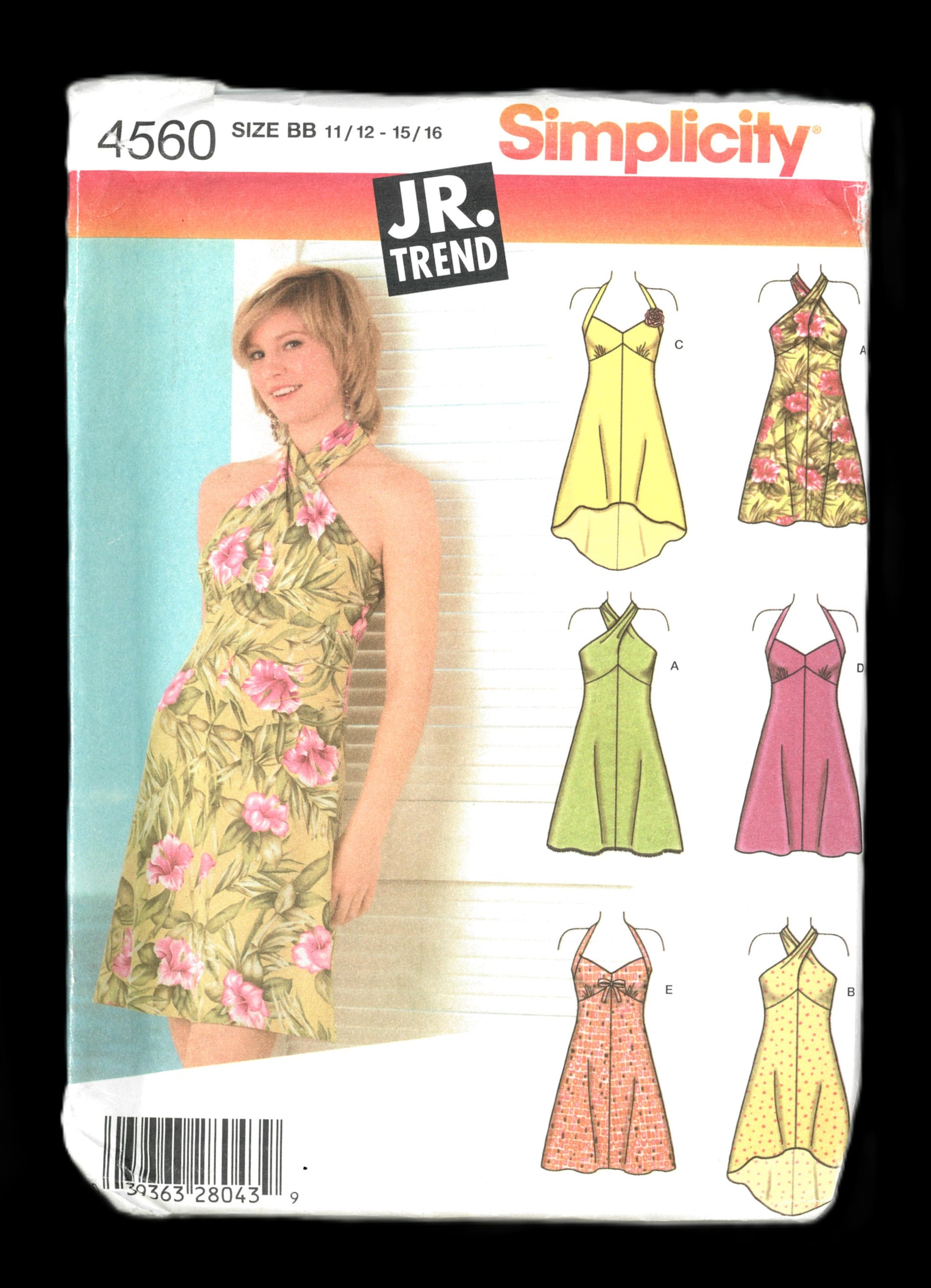 Simplicity 4560 Jr.Trend Juniors Dress in Two Lengths with bodice variations Sewing Pattern  UNCUT Size 11/12 - 15/16