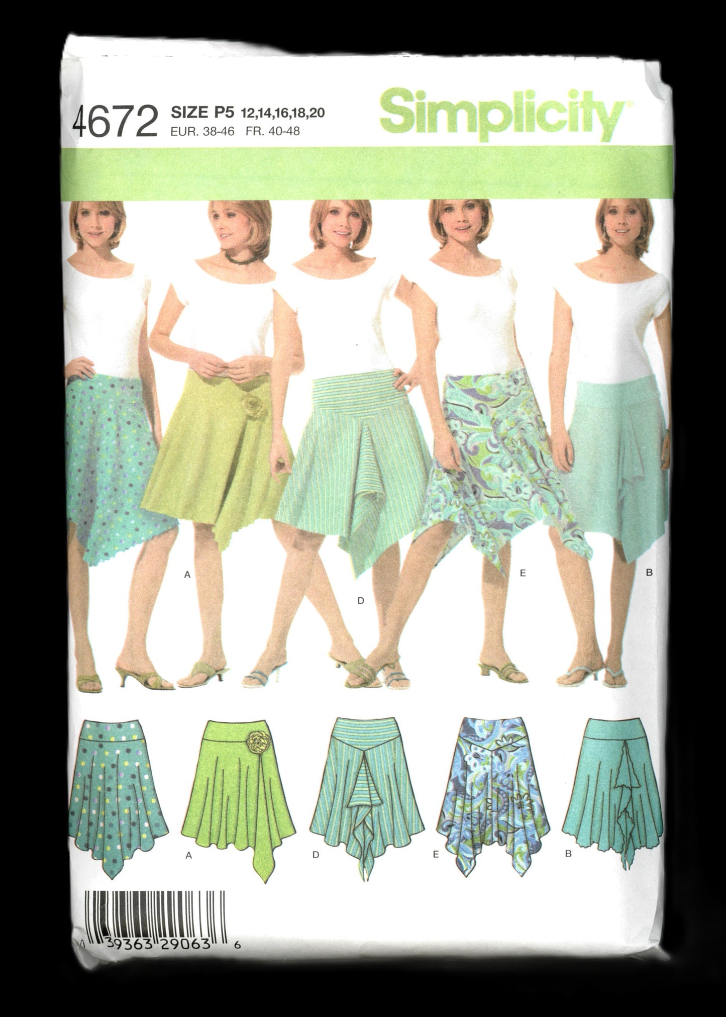 Simplicity 4672 MIsses Knit Skirts with Hemline Variations Sewing Pattern&nbsp; Hankerchief Skirt Sewing Pattern