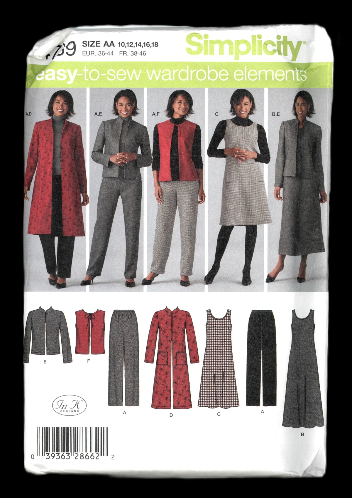 Simplicity 4789 Misses Pants Vest Jacket and Jumper, each in Two Lengths Sewing Pattern UNCUT Size 10 12 14 16 18