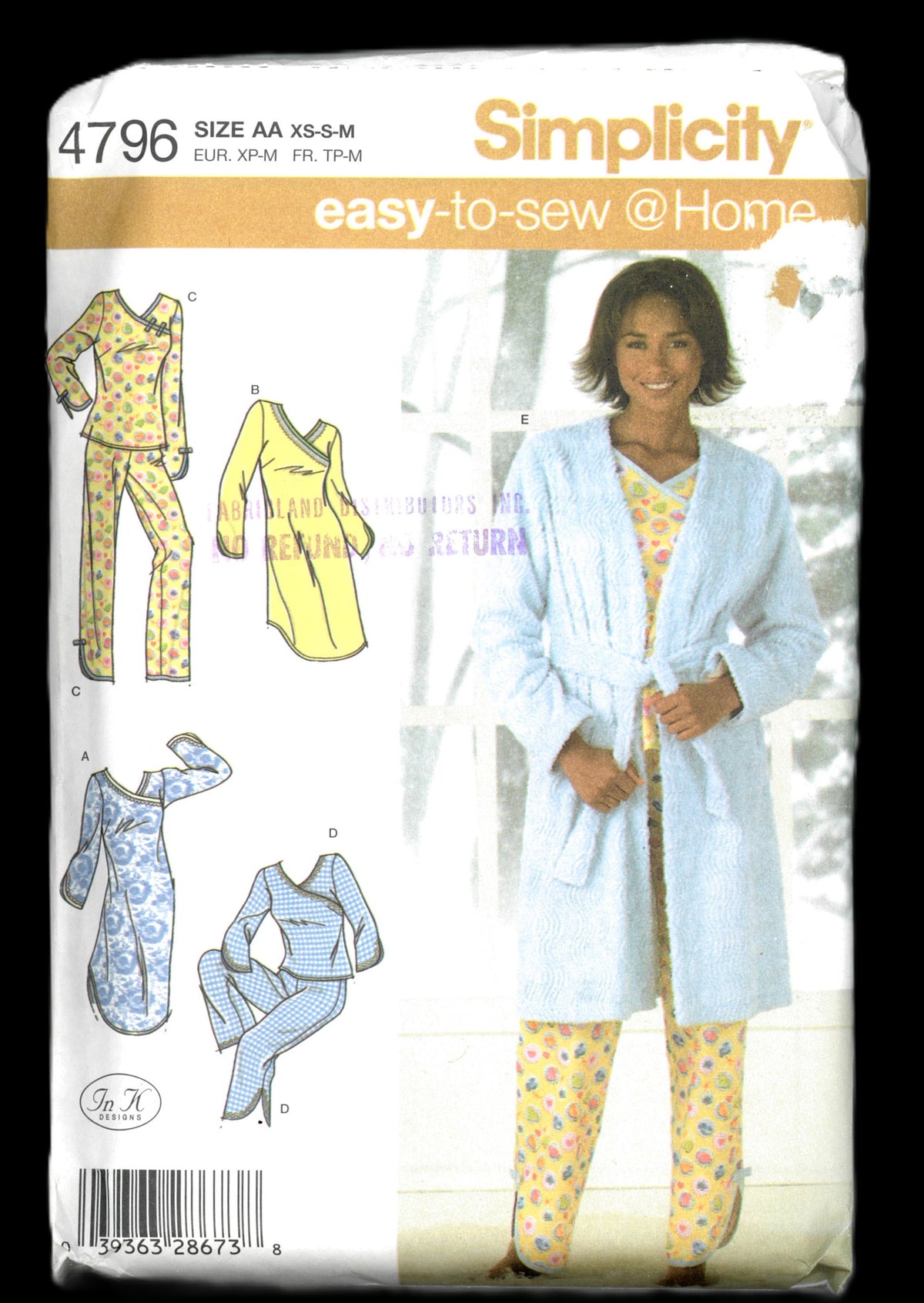 Simplicity 4796 Misses Pajamas in Two Lengths Nightgown and Robe Sewing Pattern - UNCUT - Size XS S M