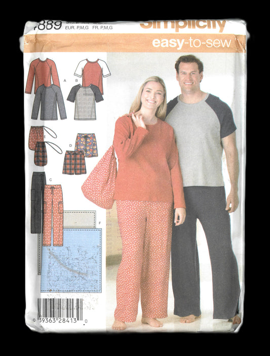 Simplicity 4889 Womens and Mens Pants or Shorts Knit Top, Blanket and Bag Sewing Pattern - UNCUT Size S M L
