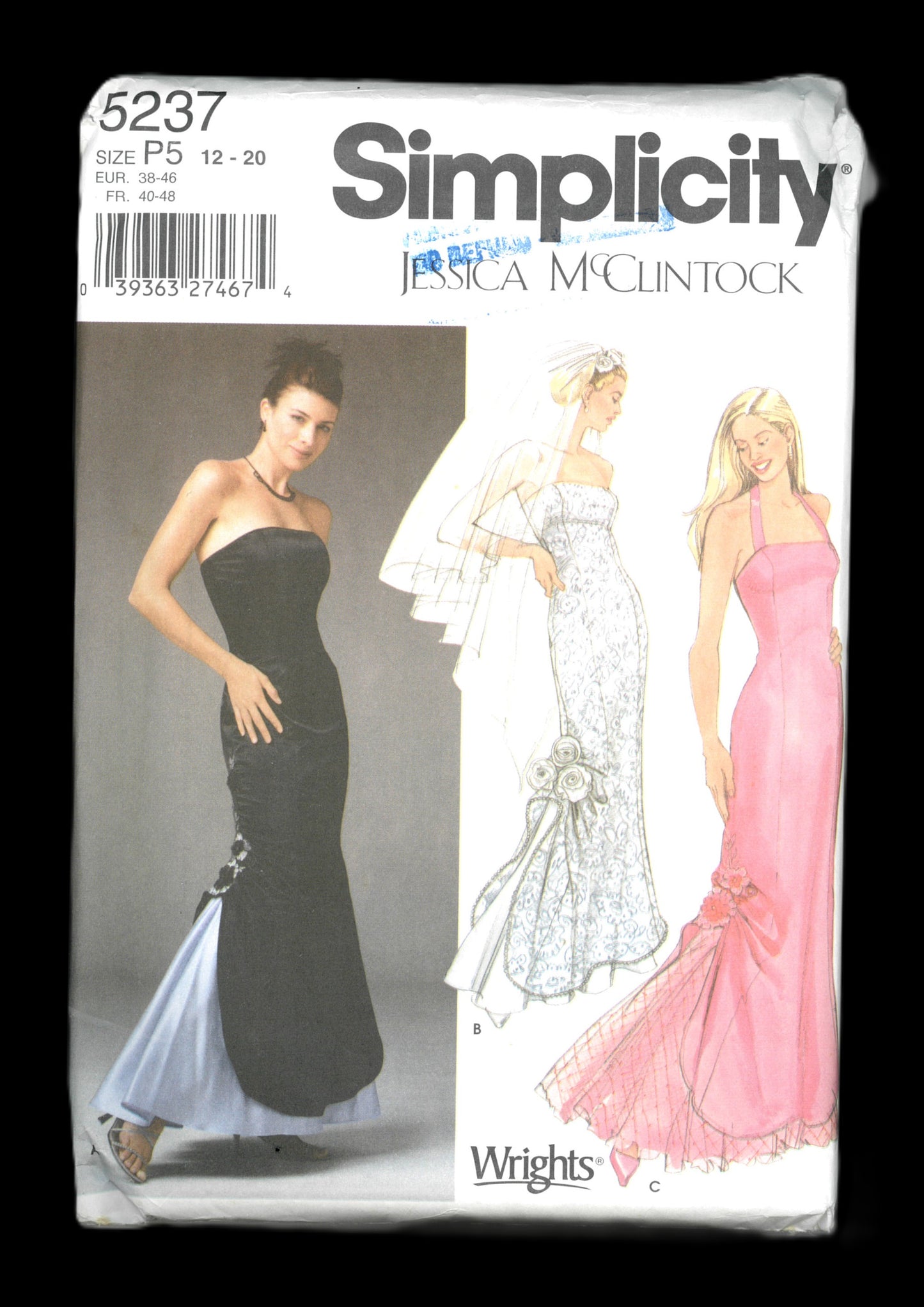 Simplicity 5237 Jessica McClintock Misses / Miss Petite Evening Gowns and Veil Sewing Pattern - UNCUT - Size 12 - 20