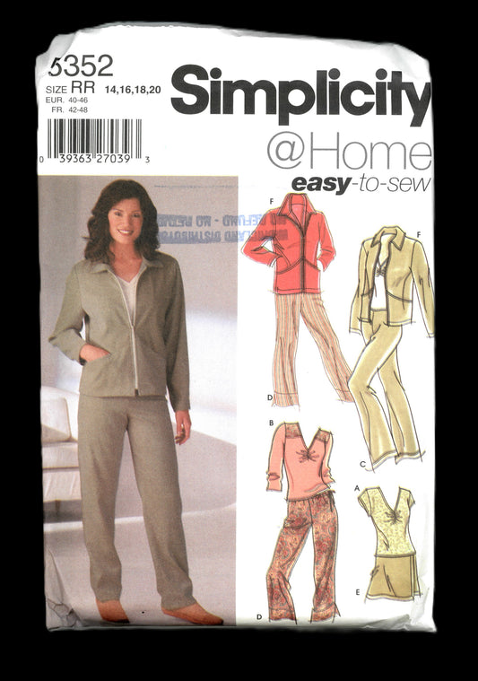 Simplicity 5352 Misses Pants in Two Lengths, Skirt, Jacket and Knit Top Sewing Pattern UNCUT Size 14 16 18 20